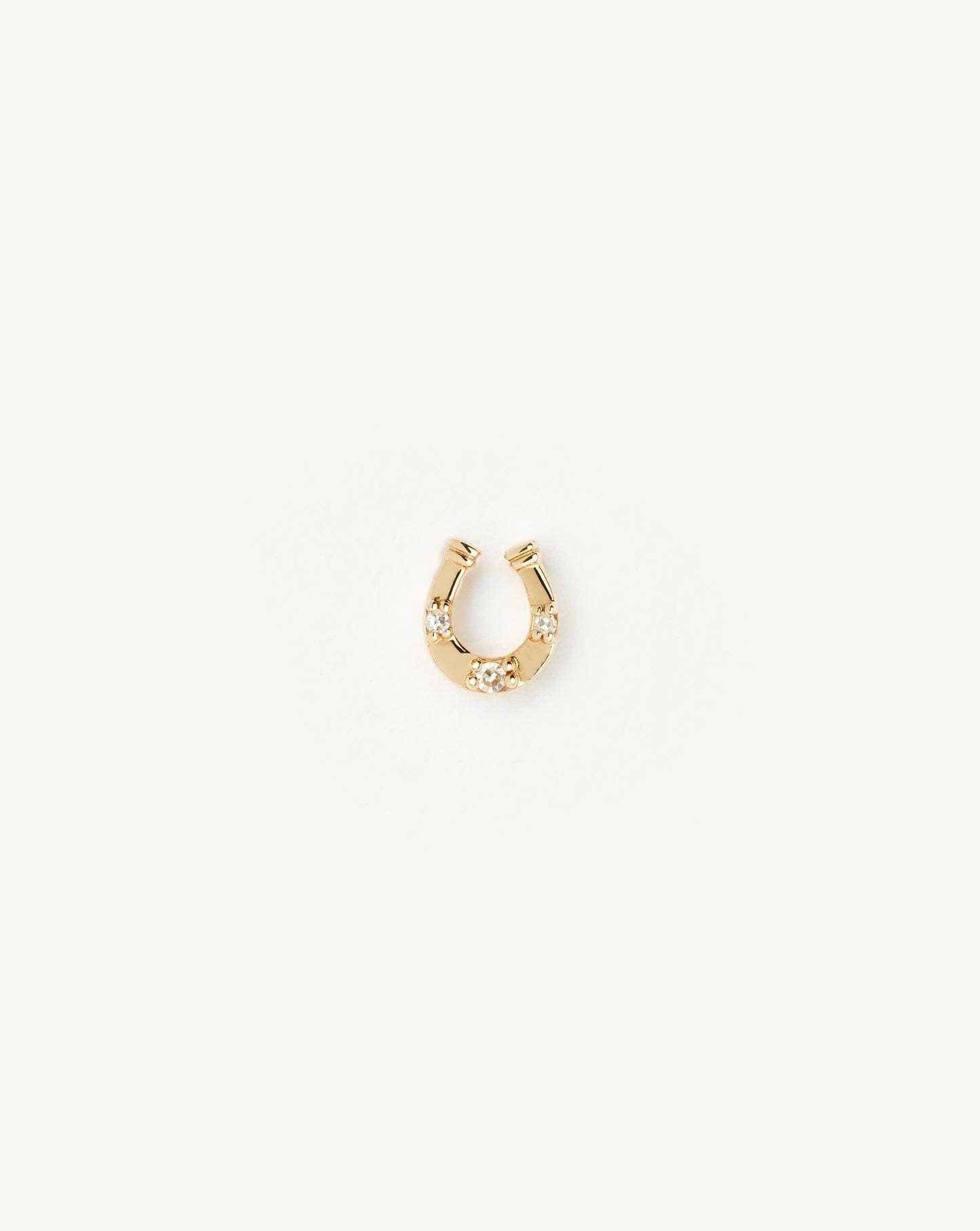 Fine Horseshoe Single Stud Earring | 14k Solid Gold/Diamond Earrings Missoma