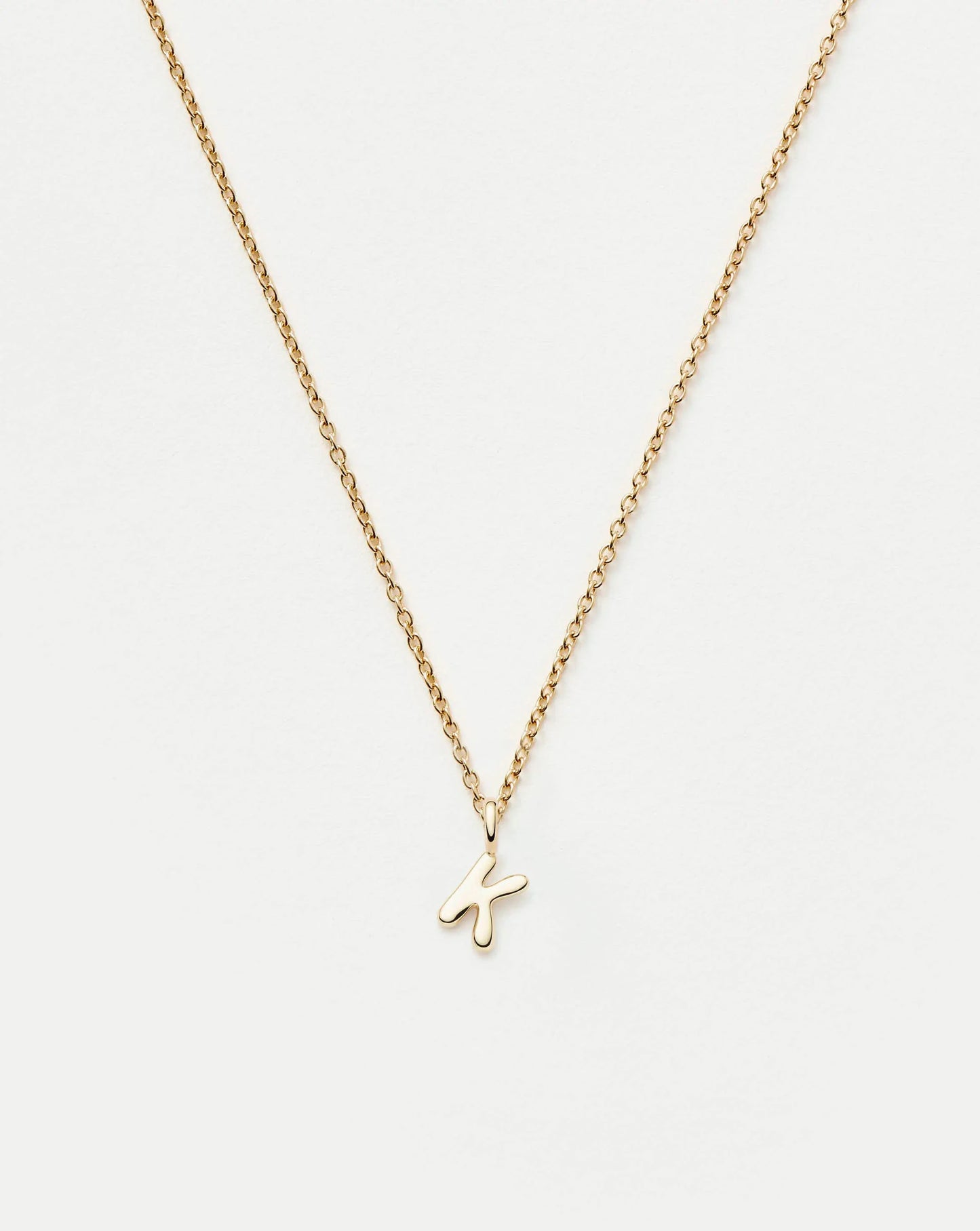 Fine Initial Mini Pendant Necklace - K | 14k Solid Gold Necklaces Missoma