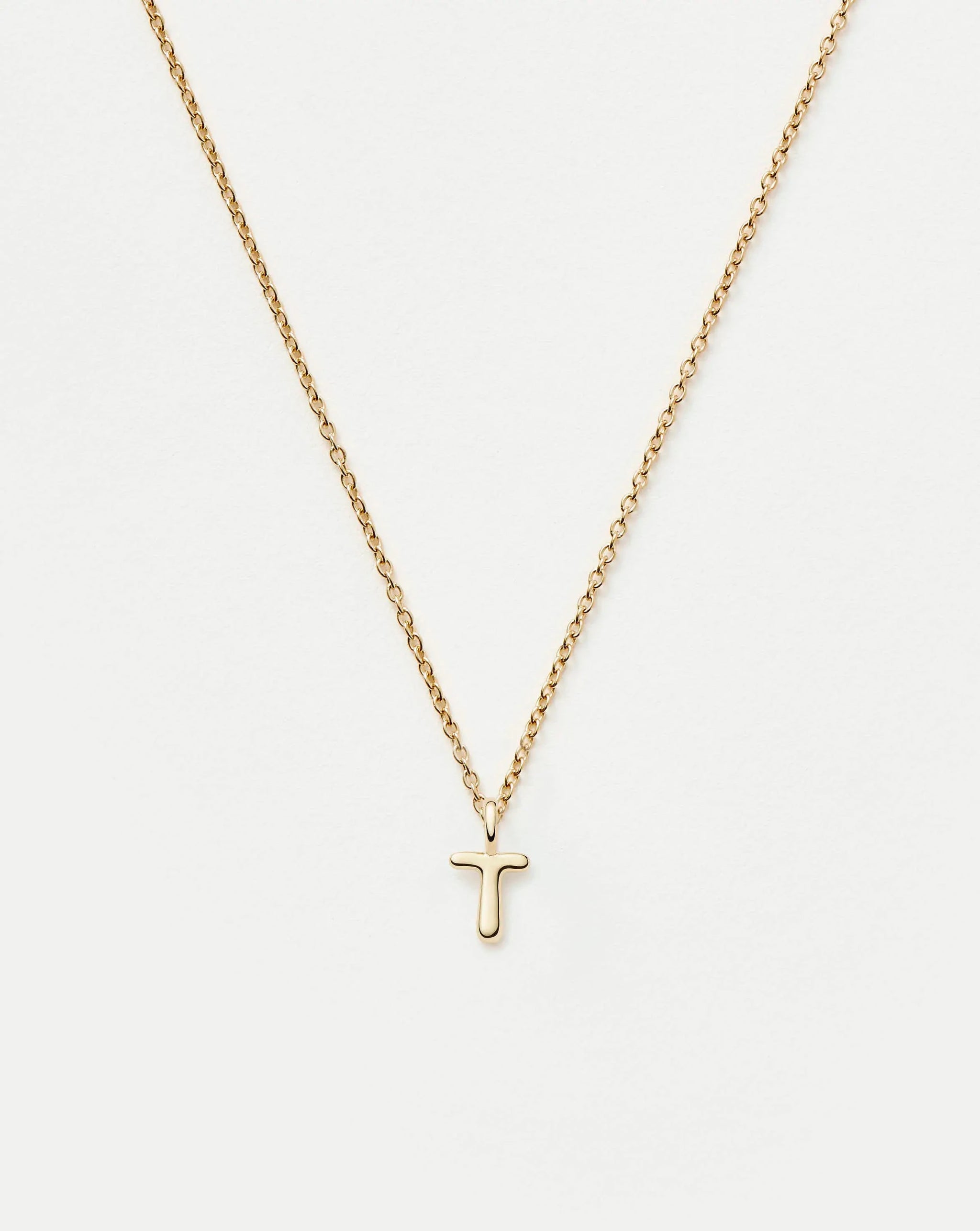 Fine Initial Mini Pendant Necklace - T | 14k Solid Gold Necklaces Missoma