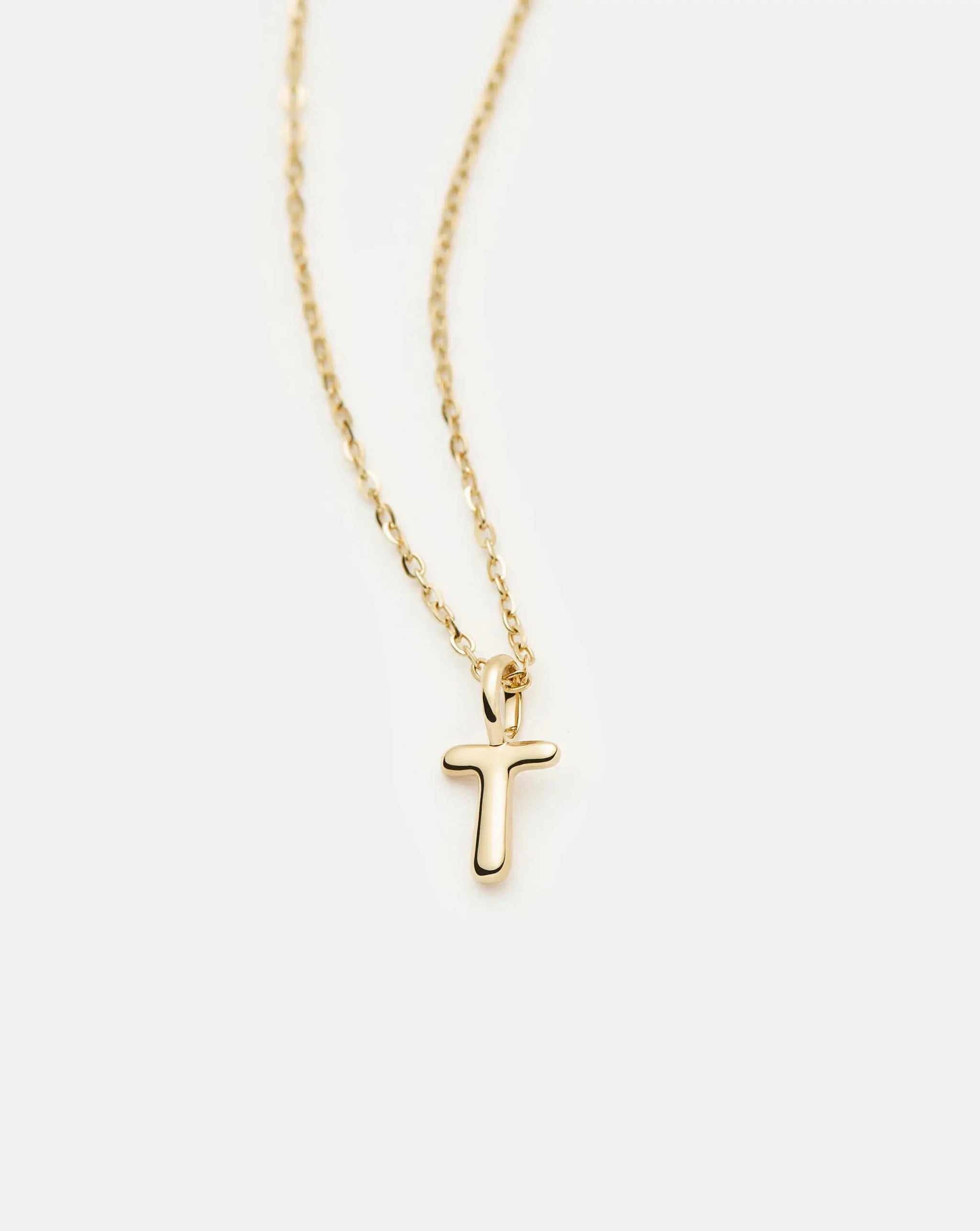 Fine Initial Mini Pendant Necklace - T | 14k Solid Gold Necklaces Missoma