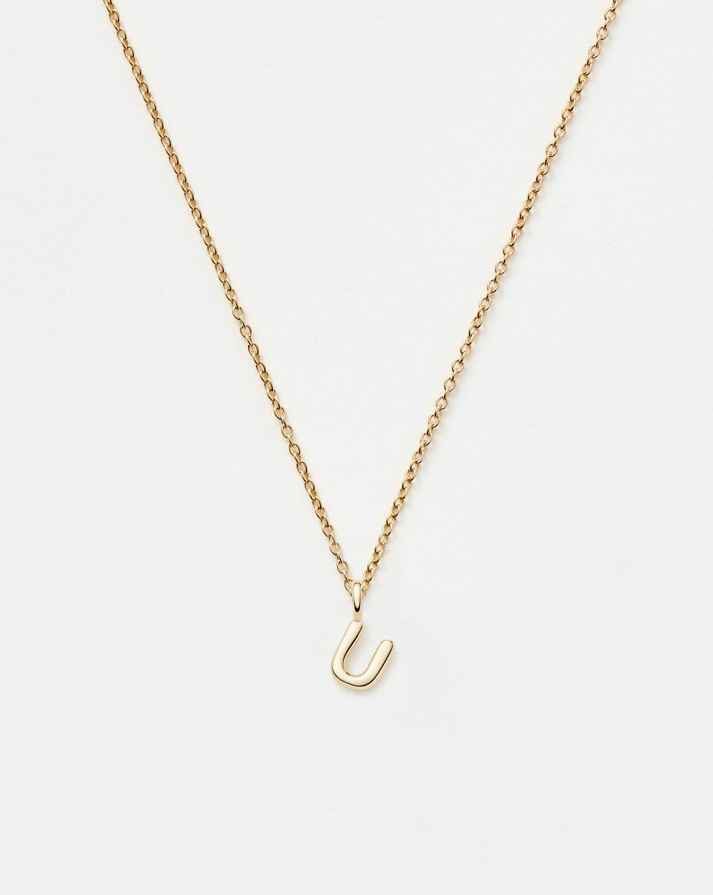 Fine Initial Mini Pendant Necklace - U | 14k Solid Gold Necklaces Missoma