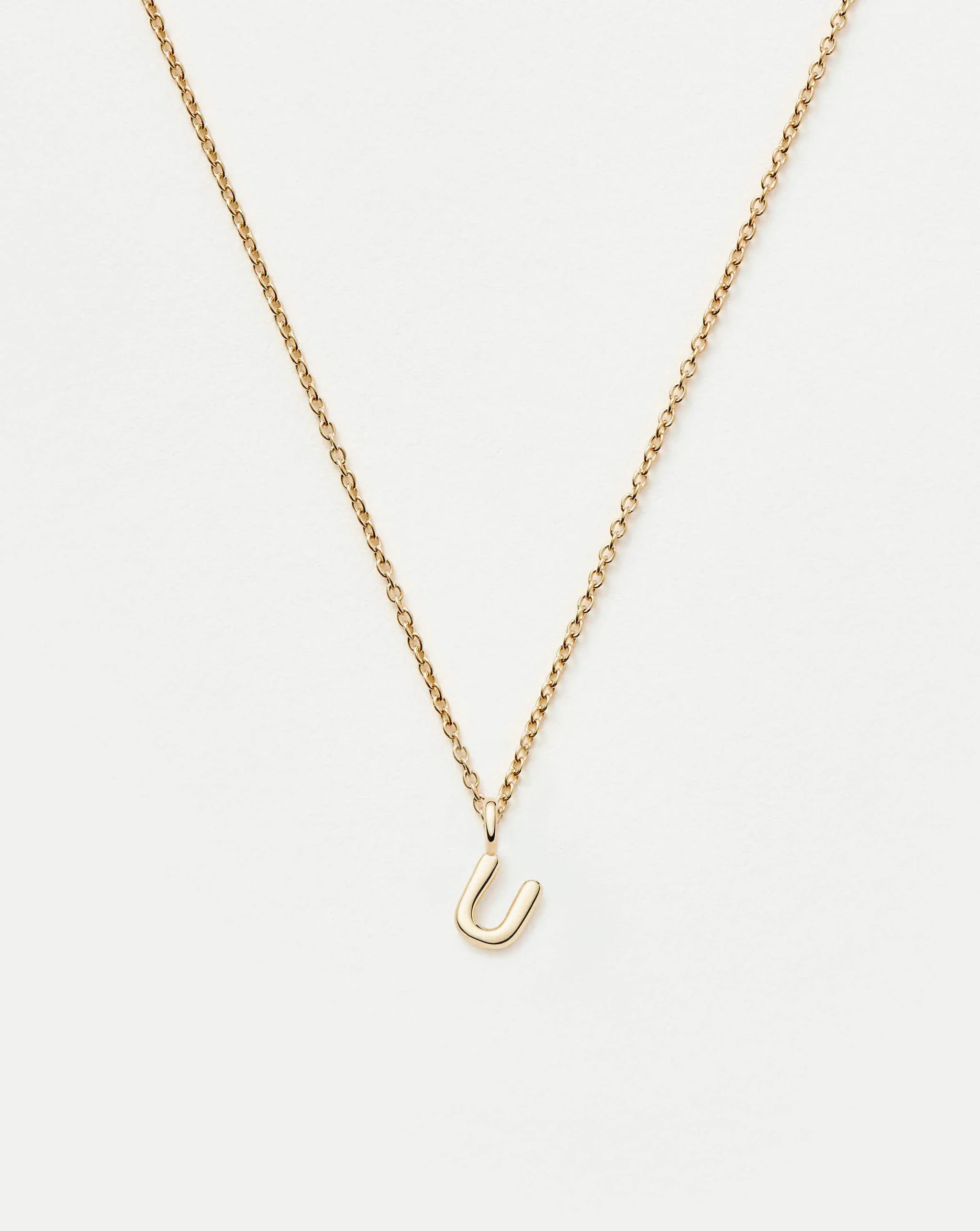Fine Initial Mini Pendant Necklace - U | 14k Solid Gold Necklaces Missoma