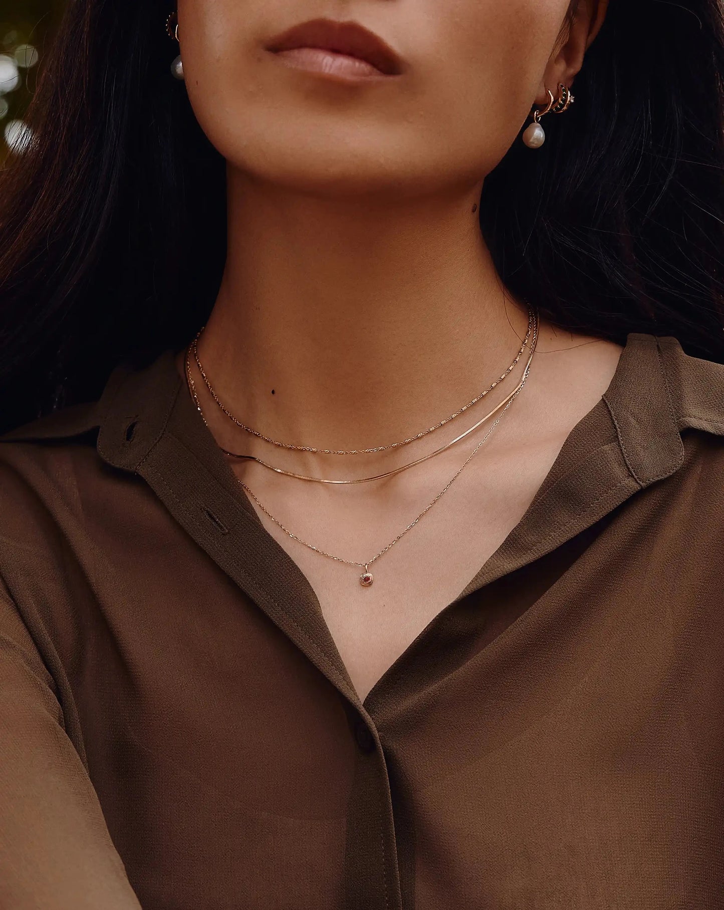 Fine January Birthstone Pendant Necklace | 14k Solid Gold/Garnet Necklace Missoma