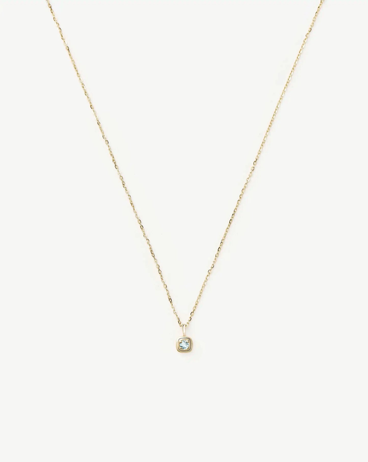 Fine March Birthstone Pendant Necklace | 14k Solid Gold/Aquamarine Necklace Missoma