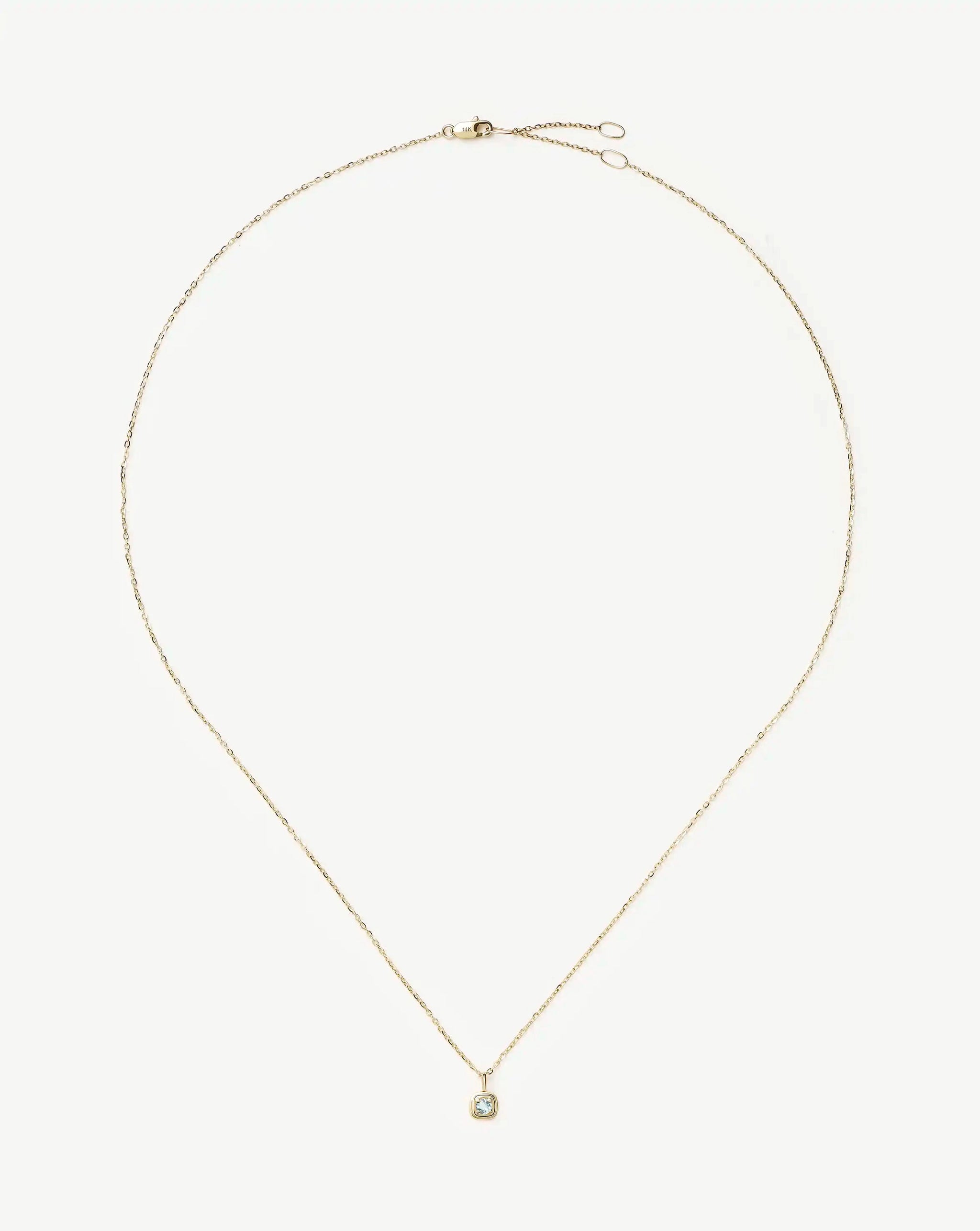 Fine March Birthstone Pendant Necklace | 14k Solid Gold/Aquamarine Necklace Missoma