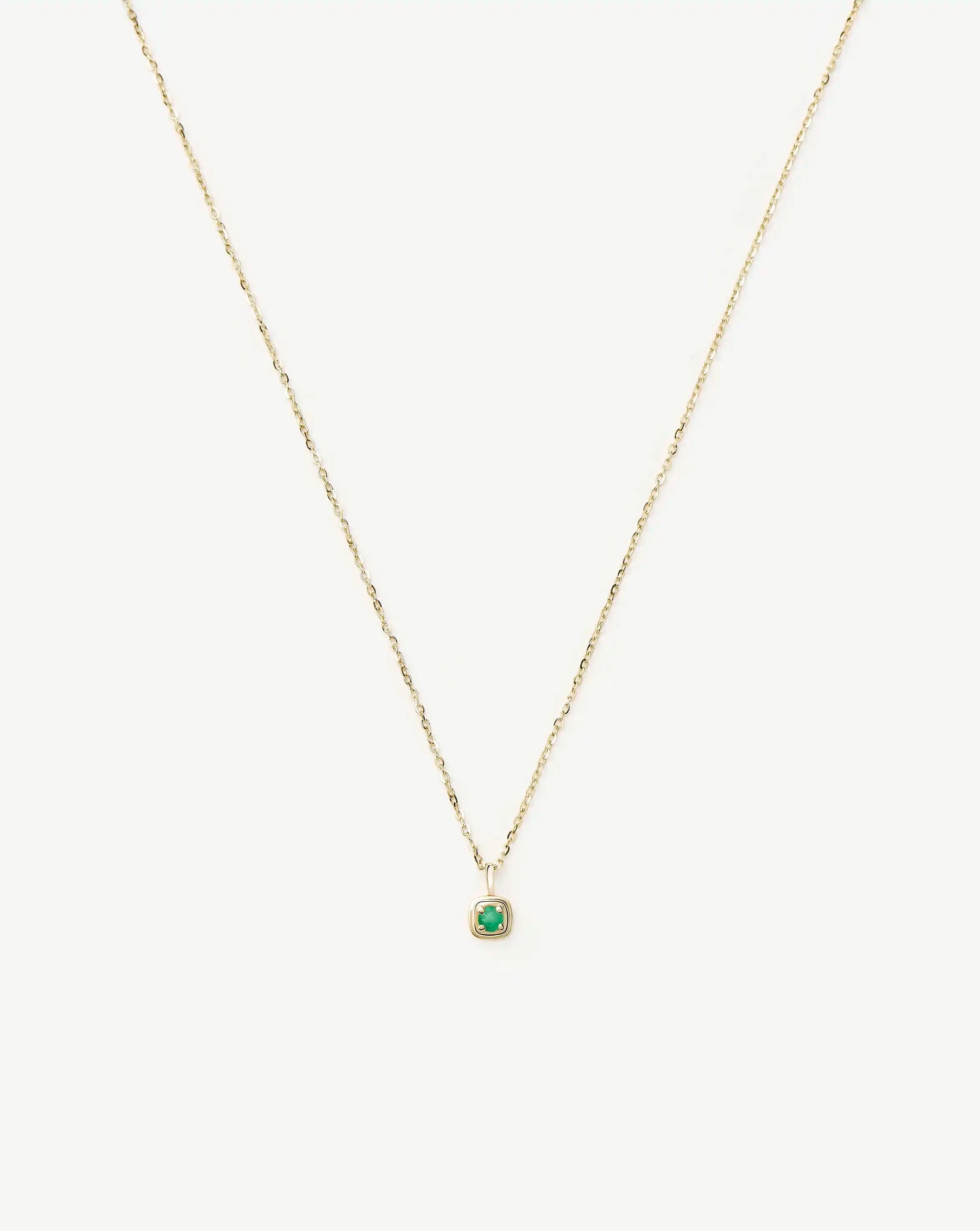 Fine May Birthstone Pendant Necklace | 14k Solid Gold/Emerald Necklace Missoma