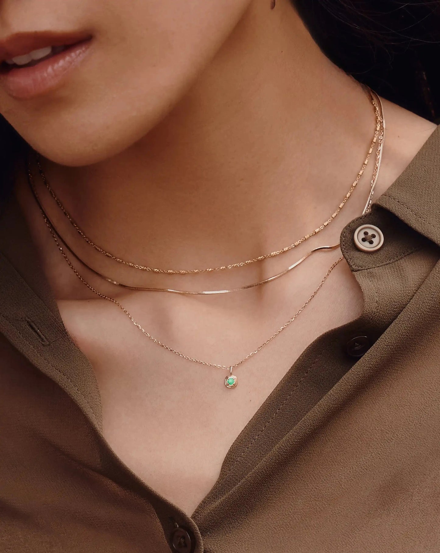 Fine May Birthstone Pendant Necklace | 14k Solid Gold/Emerald Necklaces Missoma