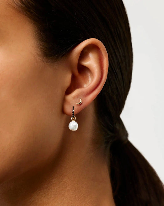 Fine Moon Piercing Stud Earring | 14k Yellow Gold Earrings Missoma