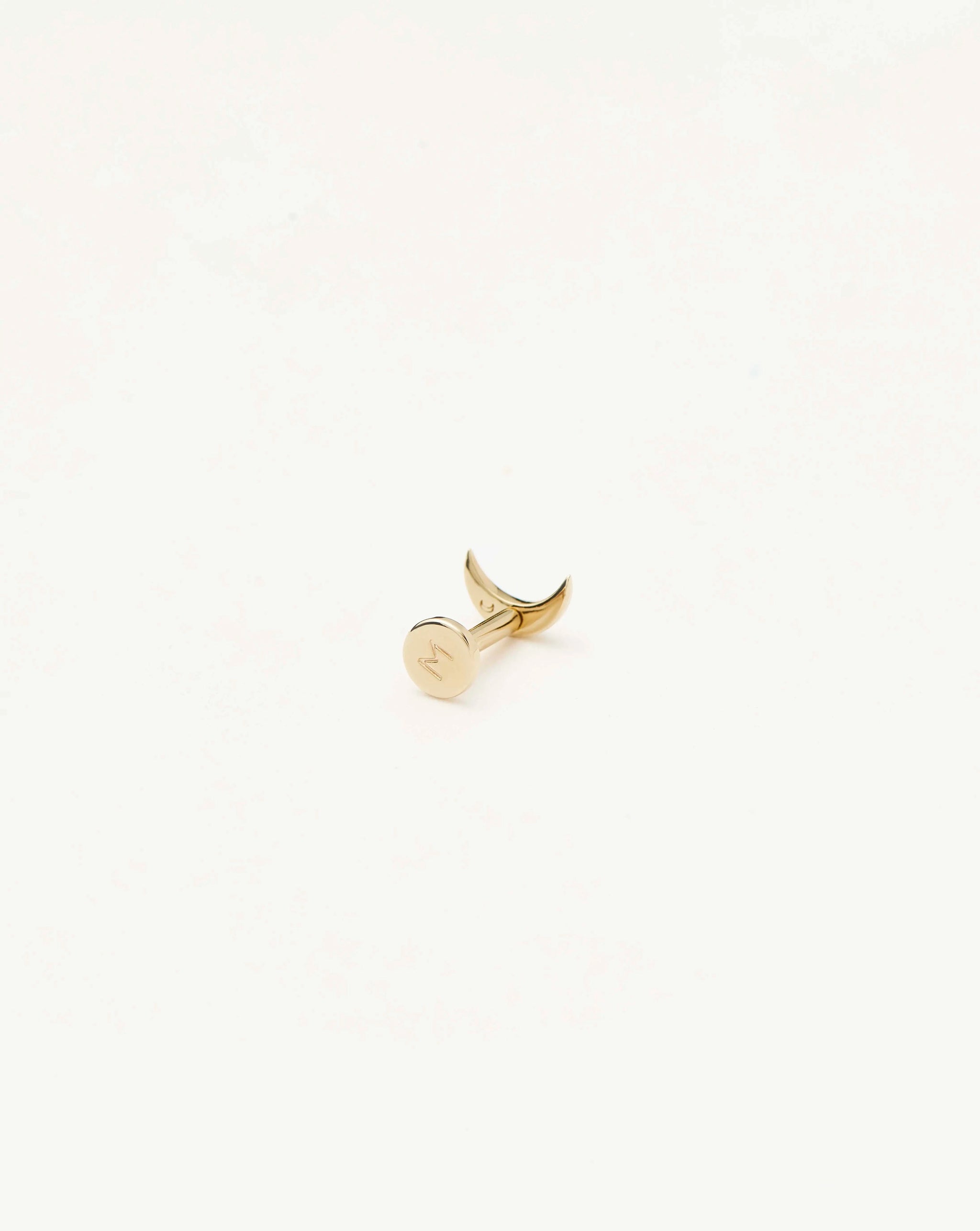 Fine Moon Piercing Stud Earring | 14k Yellow Gold Earrings Missoma