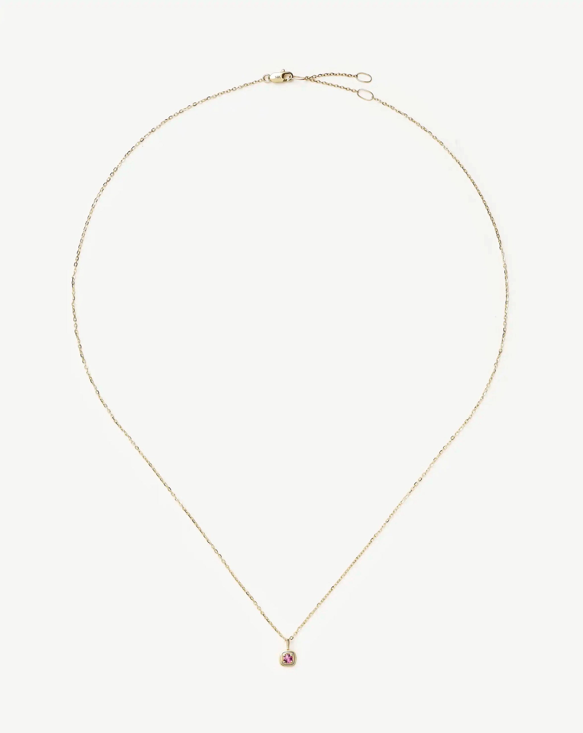 Fine October Birthstone Pendant Necklace | 14k Solid Gold/Pink Tourmaline Necklace Missoma