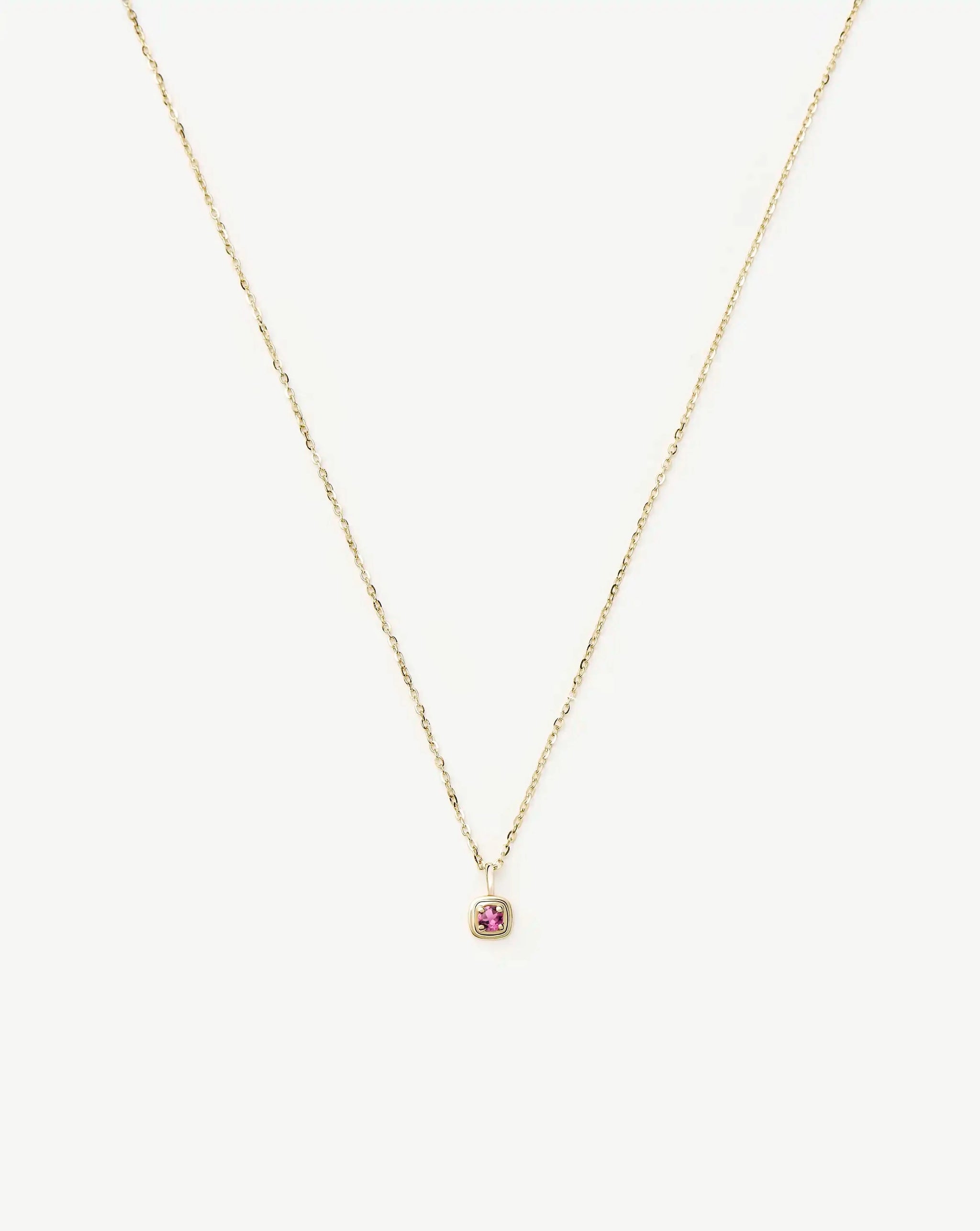Fine October Birthstone Pendant Necklace | 14k Solid Gold/Pink Tourmaline Necklace Missoma