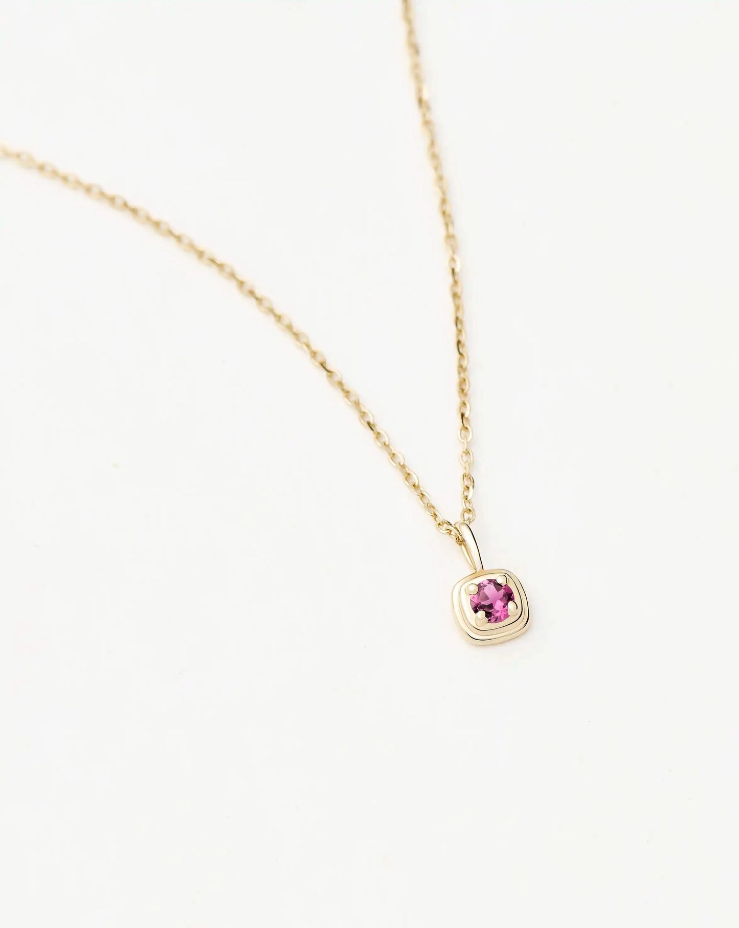 Fine October Birthstone Pendant Necklace | 14k Solid Gold/Pink Tourmaline Necklace Missoma