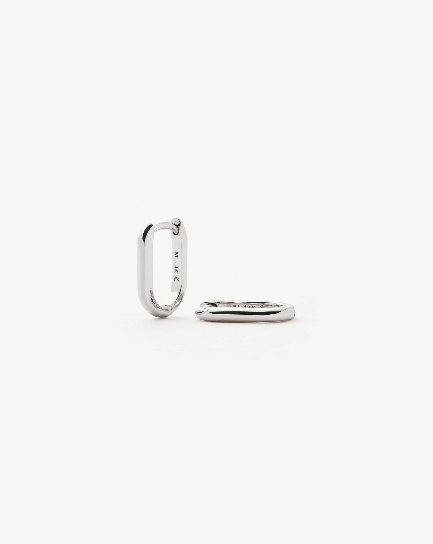Fine Ovate Mini Hoop Earrings | 14k Solid White Gold Earrings Missoma