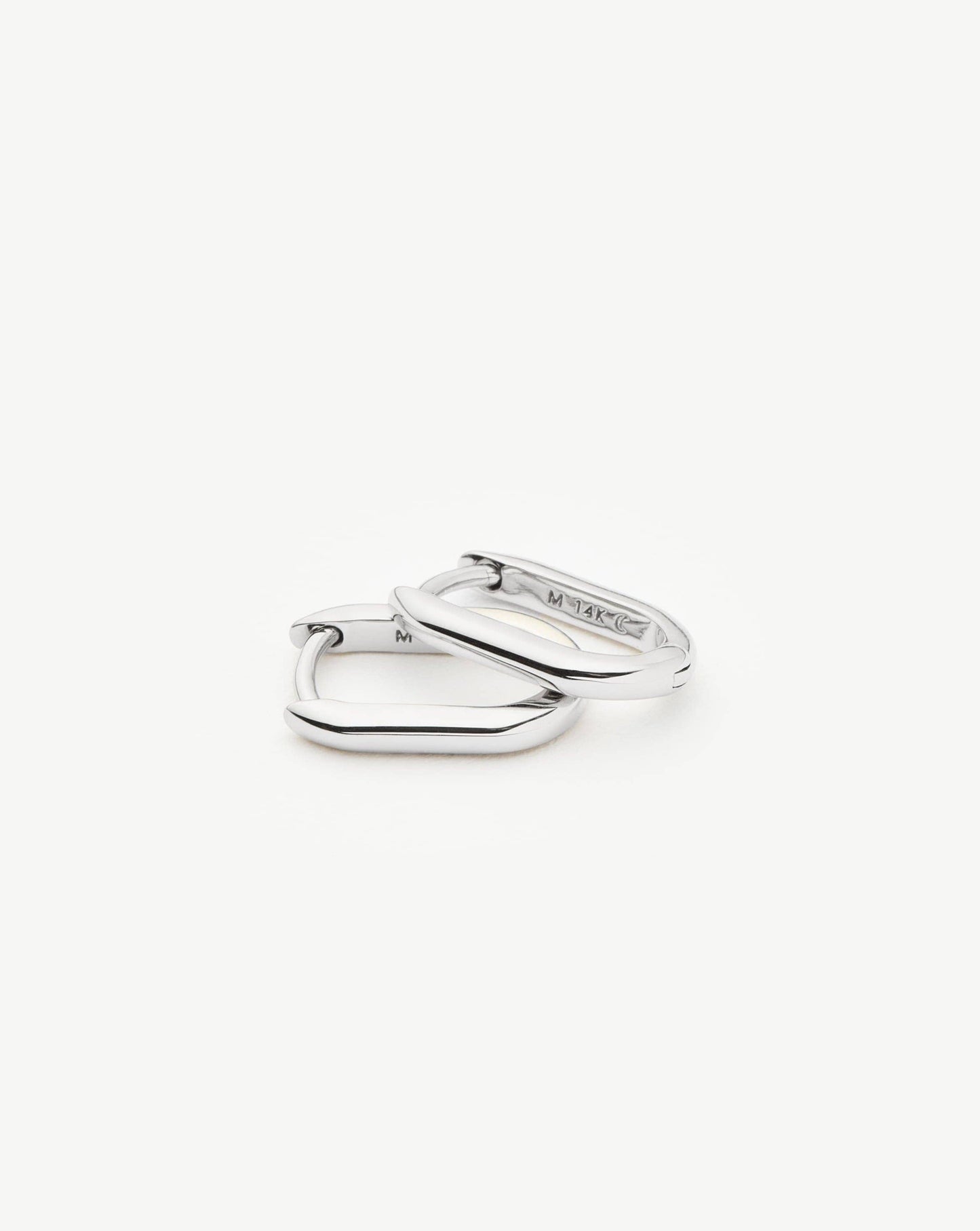 Fine Ovate Mini Hoop Earrings | 14k Solid White Gold Earrings Missoma