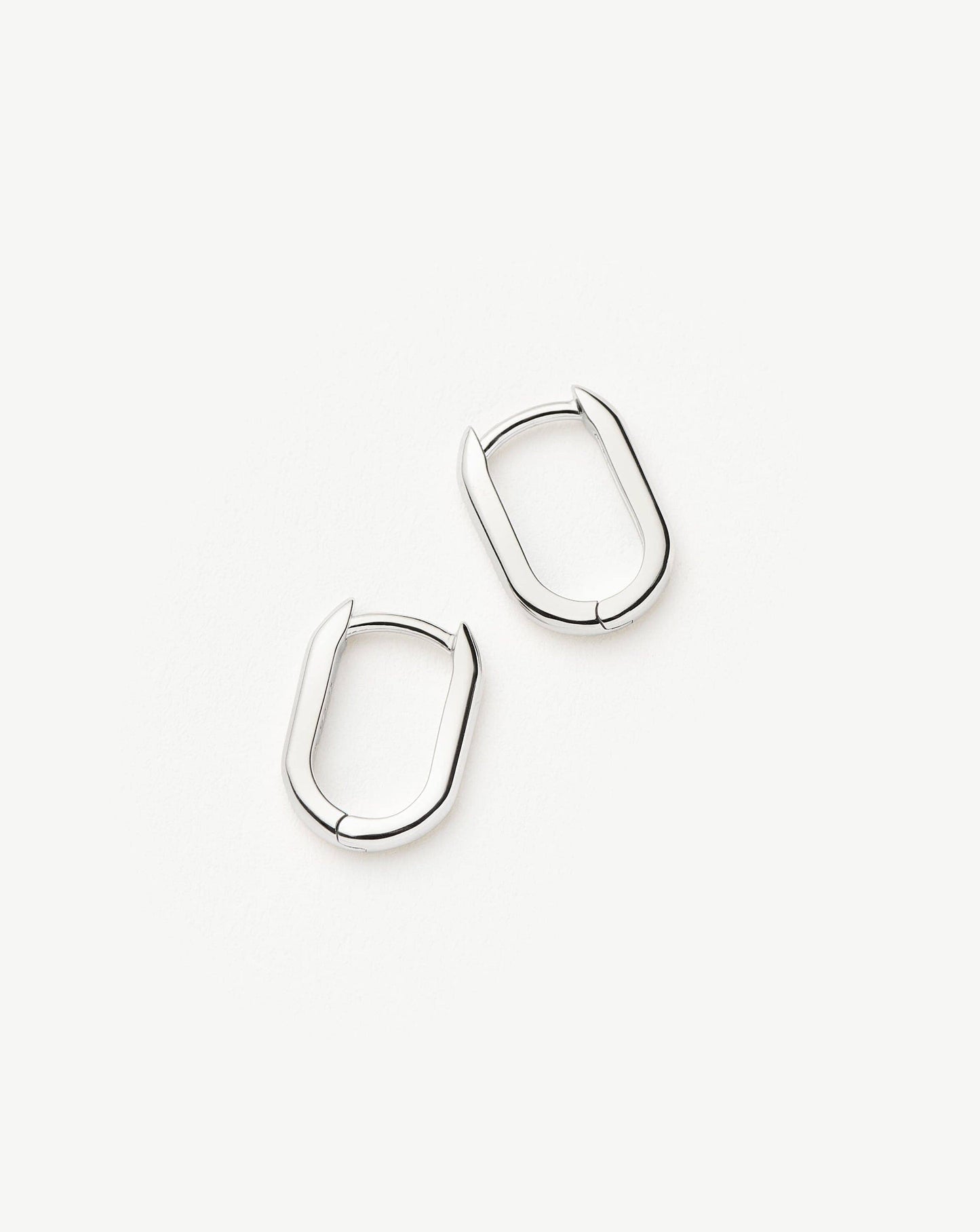 Fine Ovate Mini Hoop Earrings | 14k Solid White Gold Earrings Missoma