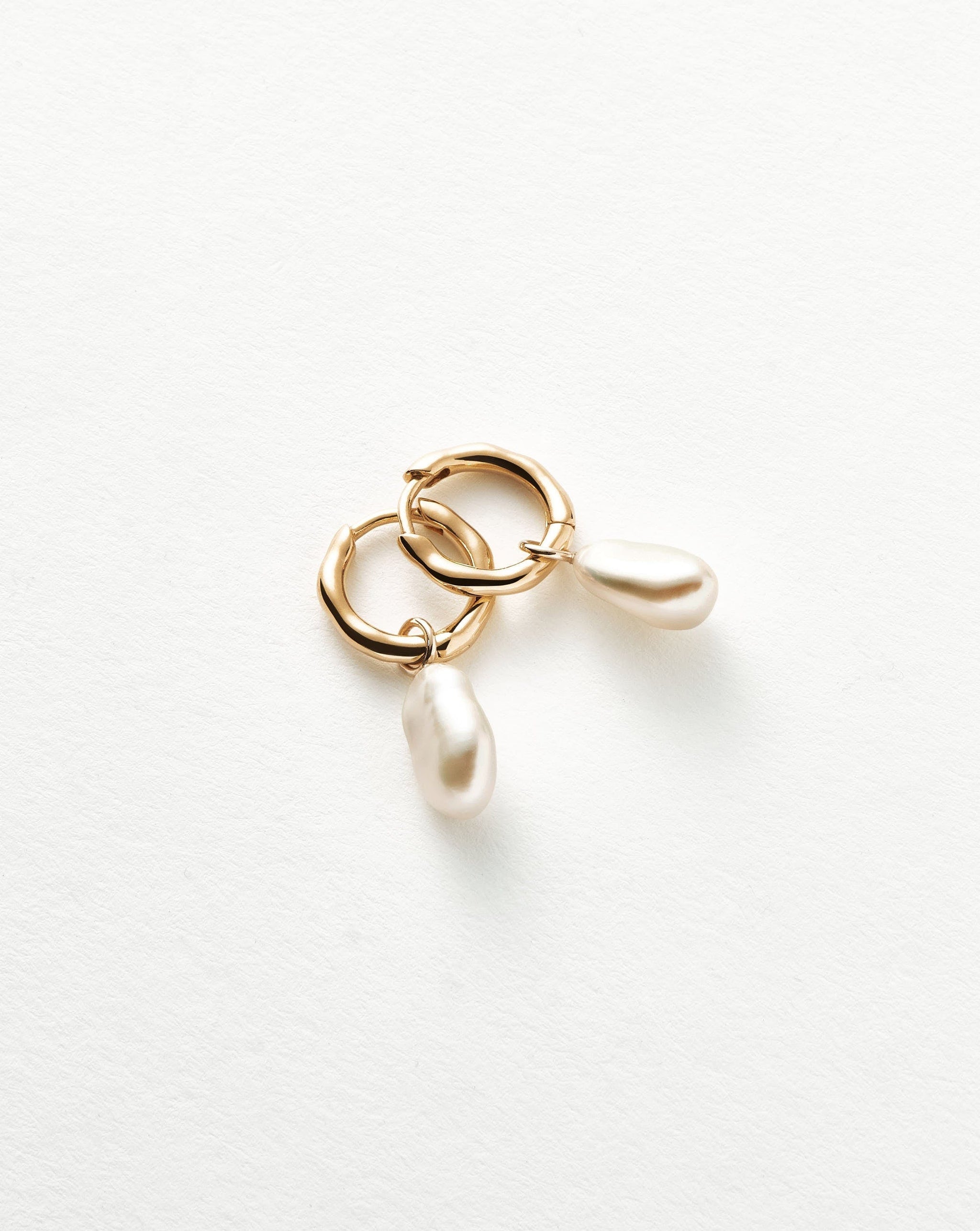 Fine Pearl Organic Drop Mini Hoop Earrings Earrings Missoma