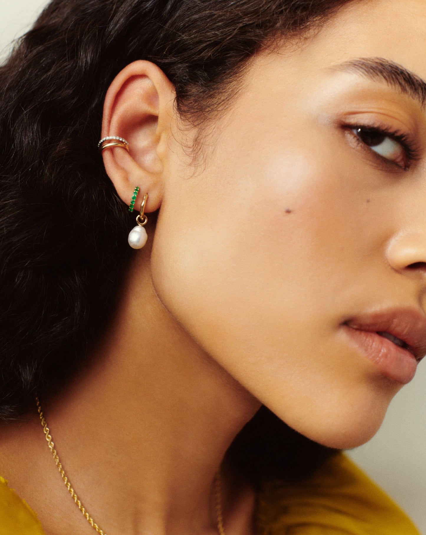 Fine Pearl Organic Drop Mini Hoop Earrings Earrings Missoma