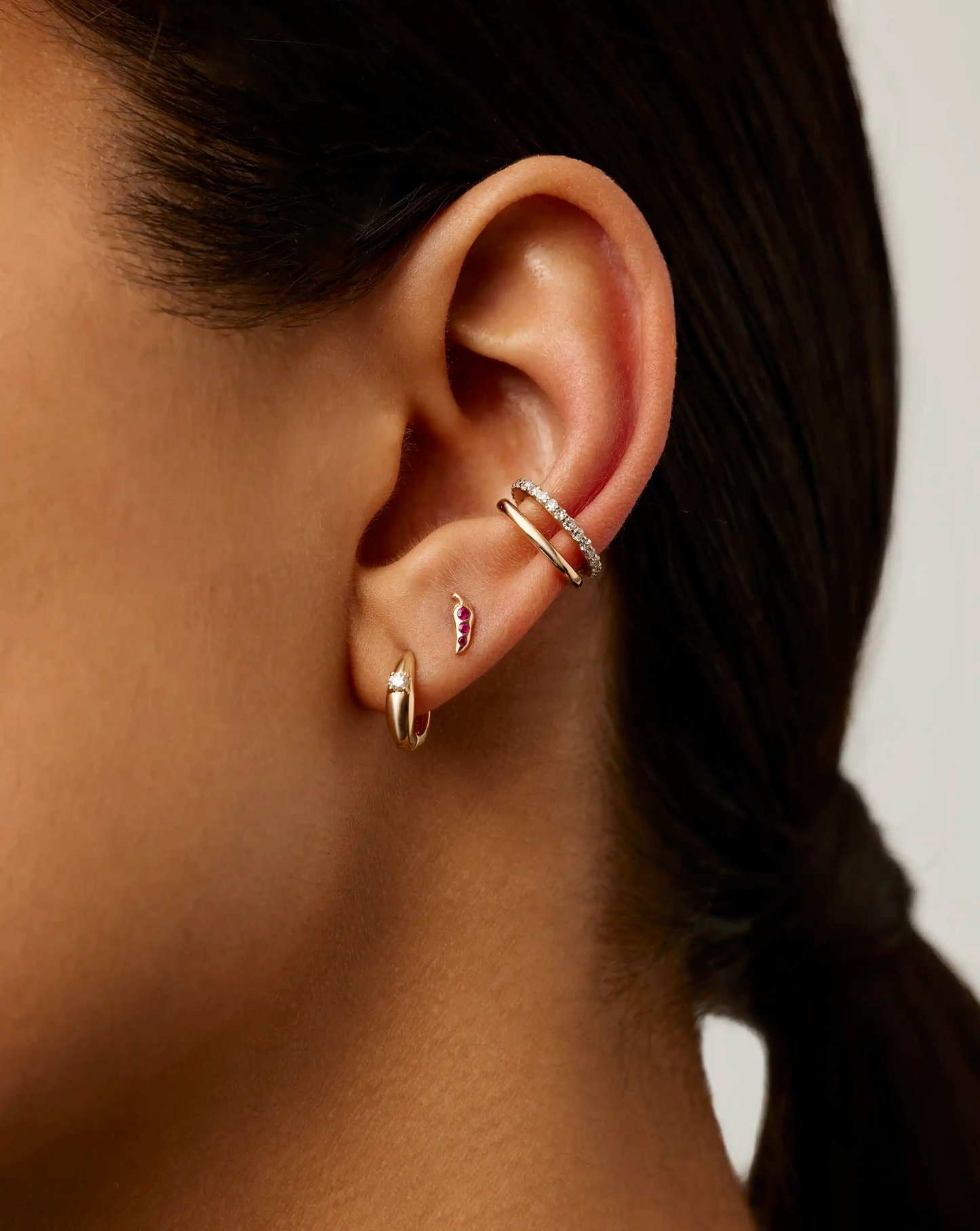 Fine Ruby Chilli Single Stud Earring | 14k Solid Gold/Ruby Earrings Missoma