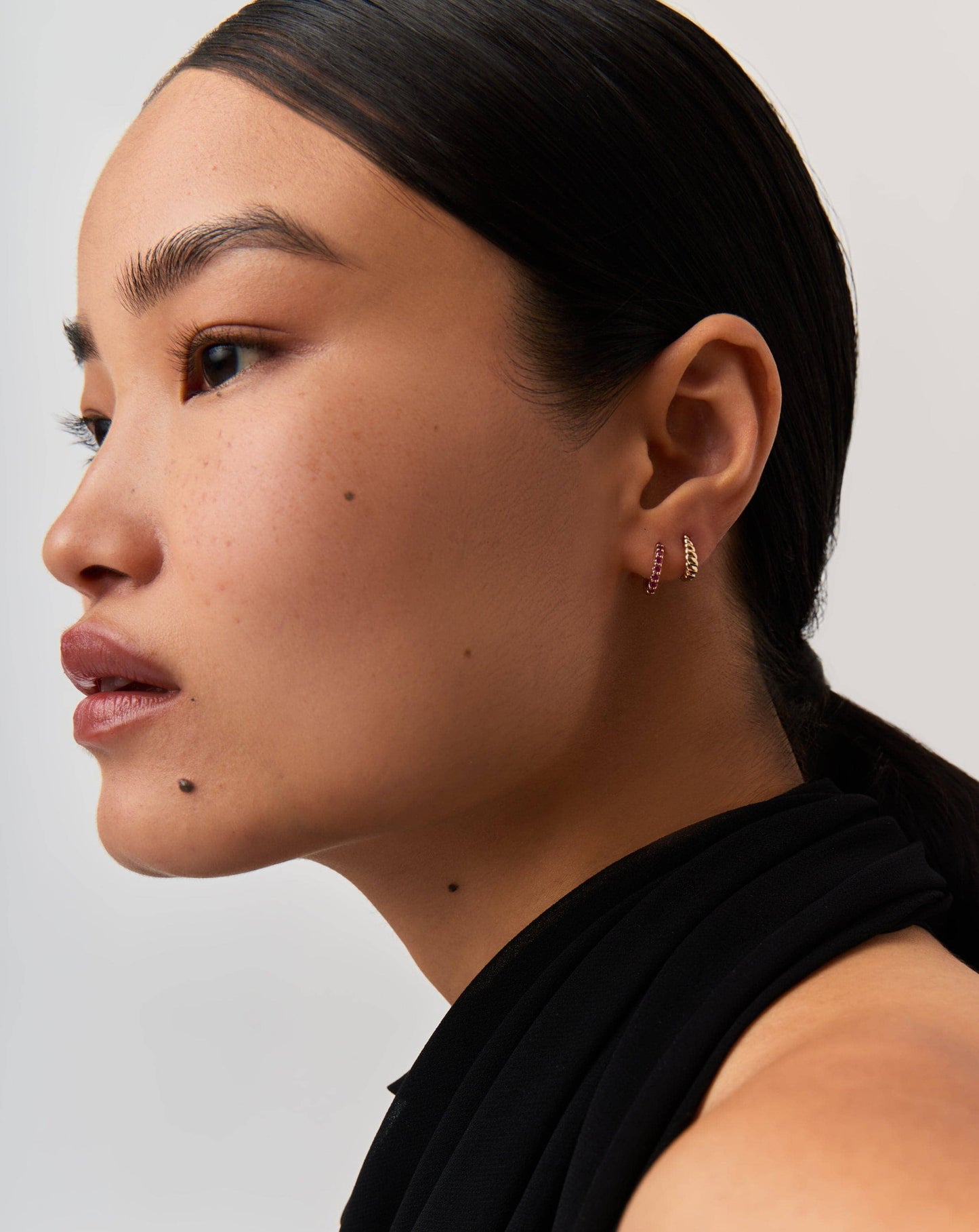 Fine Ruby Huggies | 14k Solid Gold/Ruby Earrings Missoma