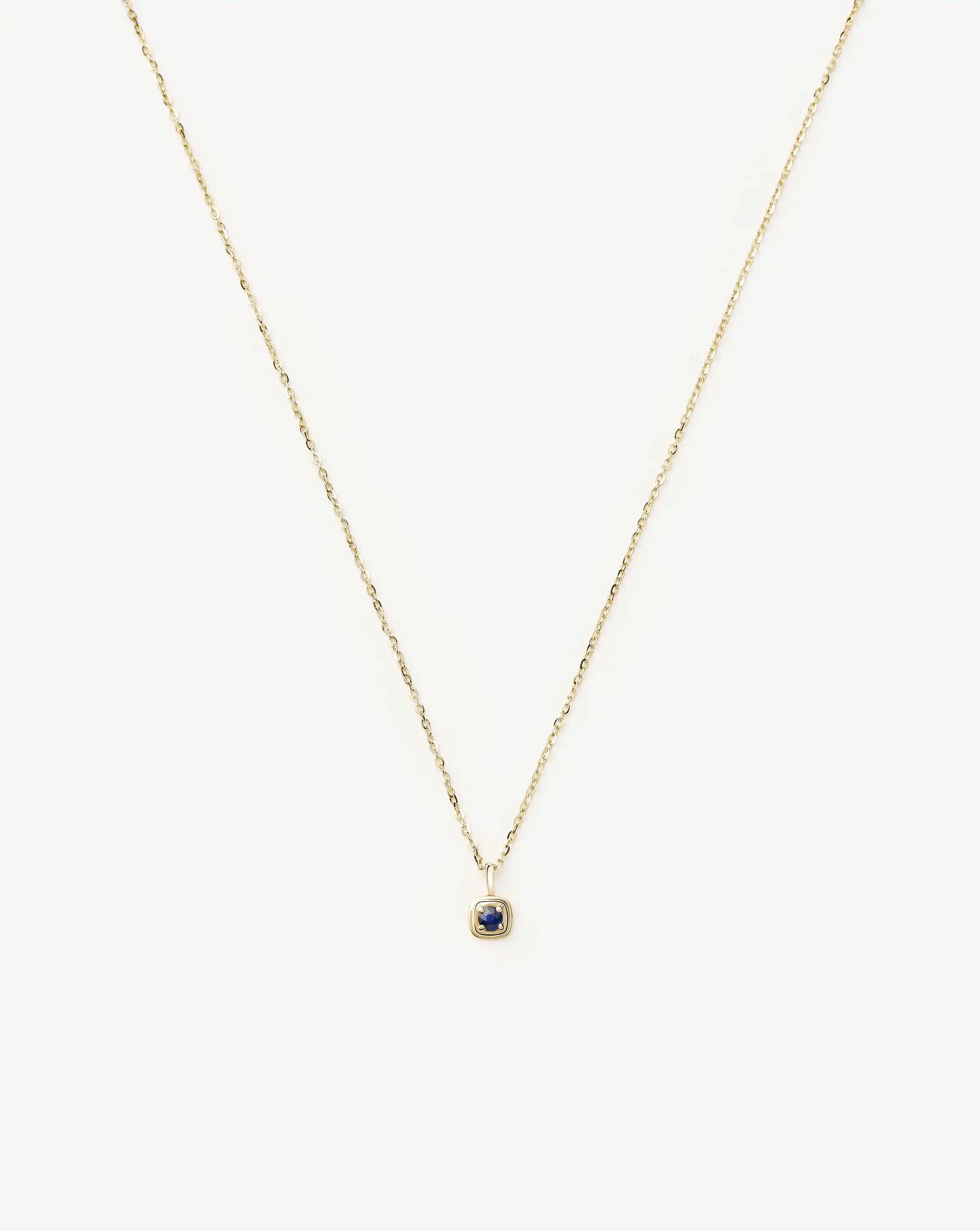 Fine September Birthstone Pendant Necklace | 14k Solid Gold/Blue Sapphire Necklace Missoma