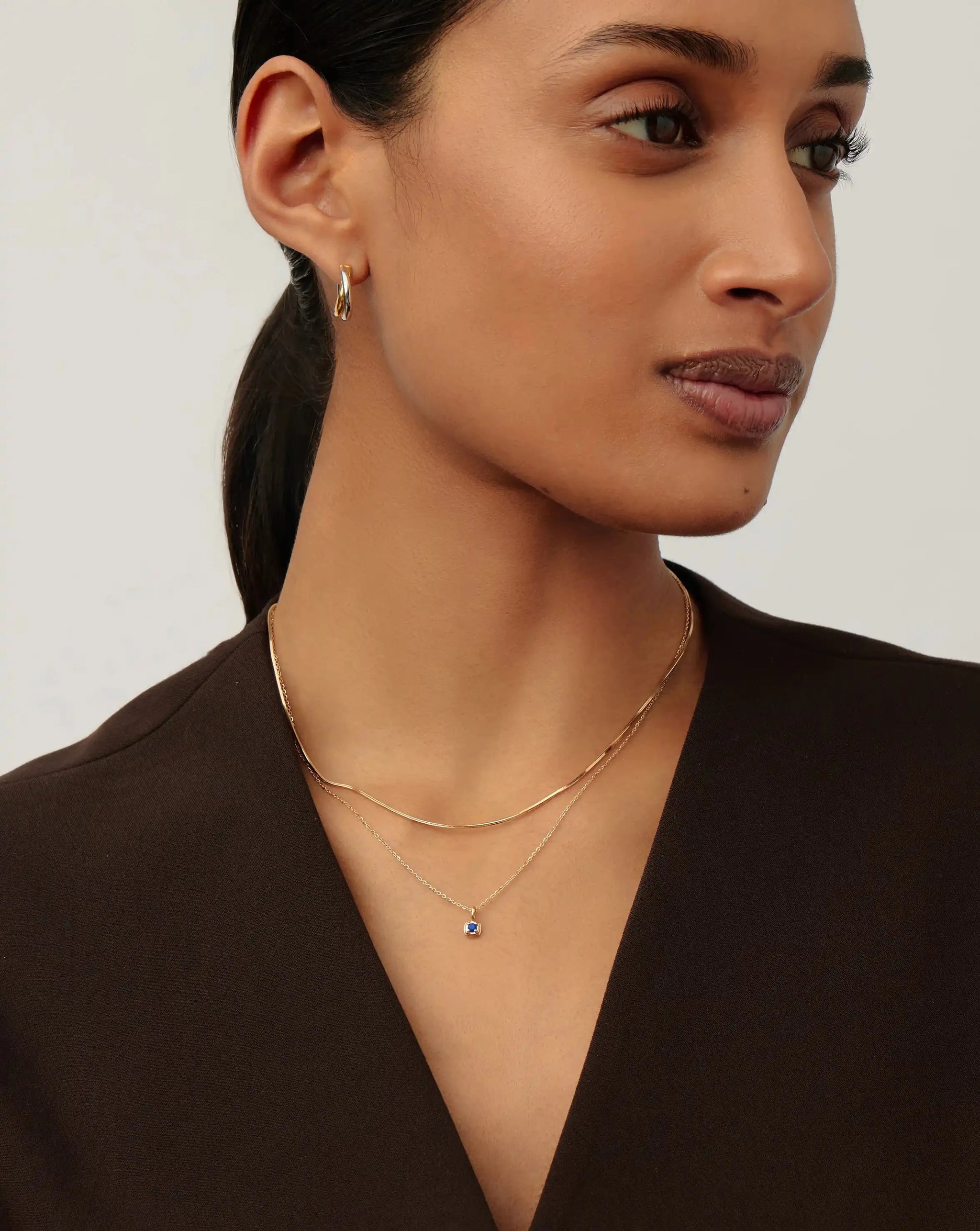Fine September Birthstone Pendant Necklace | 14k Solid Gold/Blue Sapphire Necklace Missoma