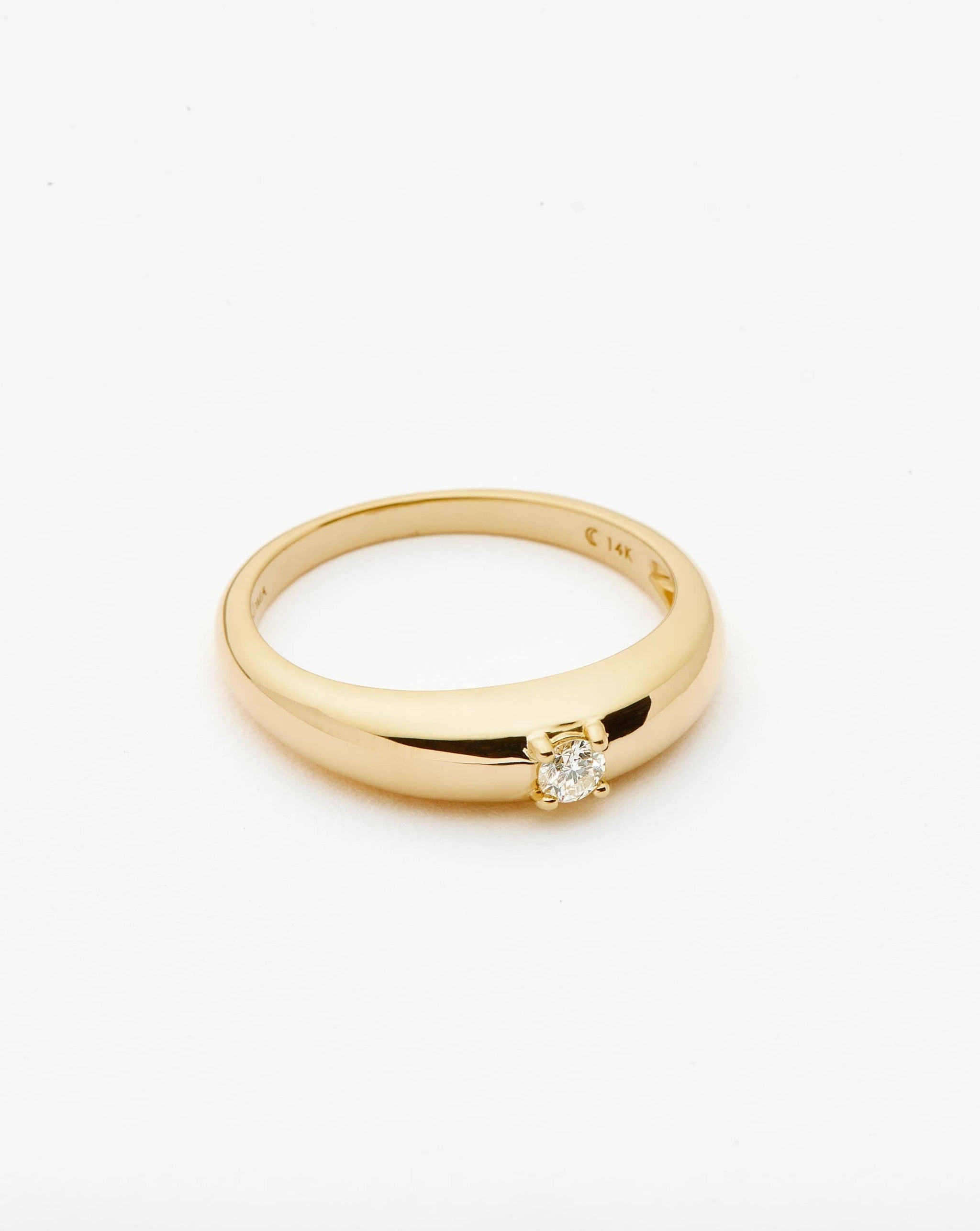 Fine Single Diamond Classic Dome Ring | 14k Solid Gold/Diamond Rings Missoma