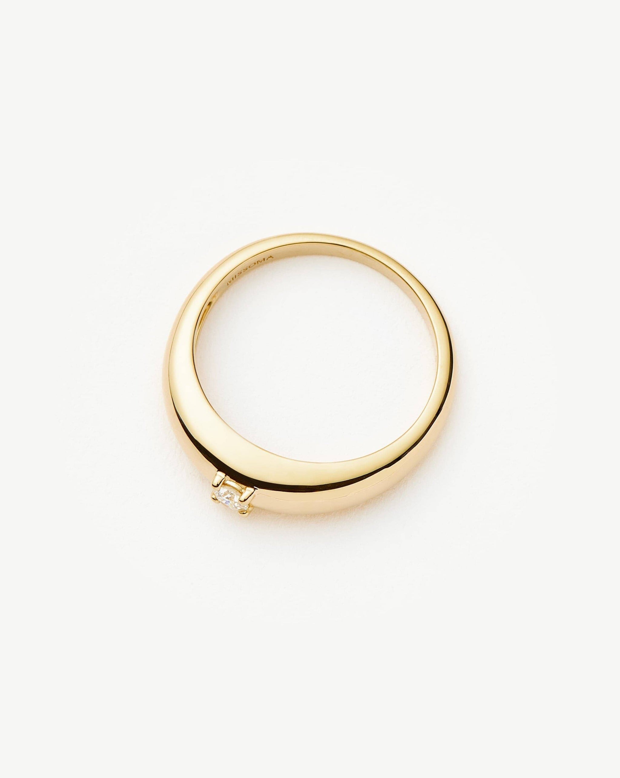 Fine Single Diamond Classic Dome Ring | 14k Solid Gold/Diamond Rings Missoma