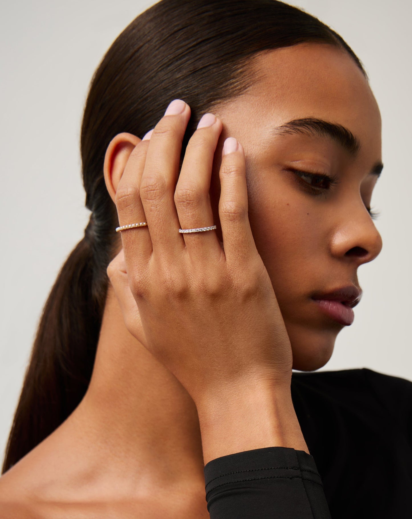 Fine Slim Half Eternity Ring | 14k Solid Gold/Diamond Rings Missoma