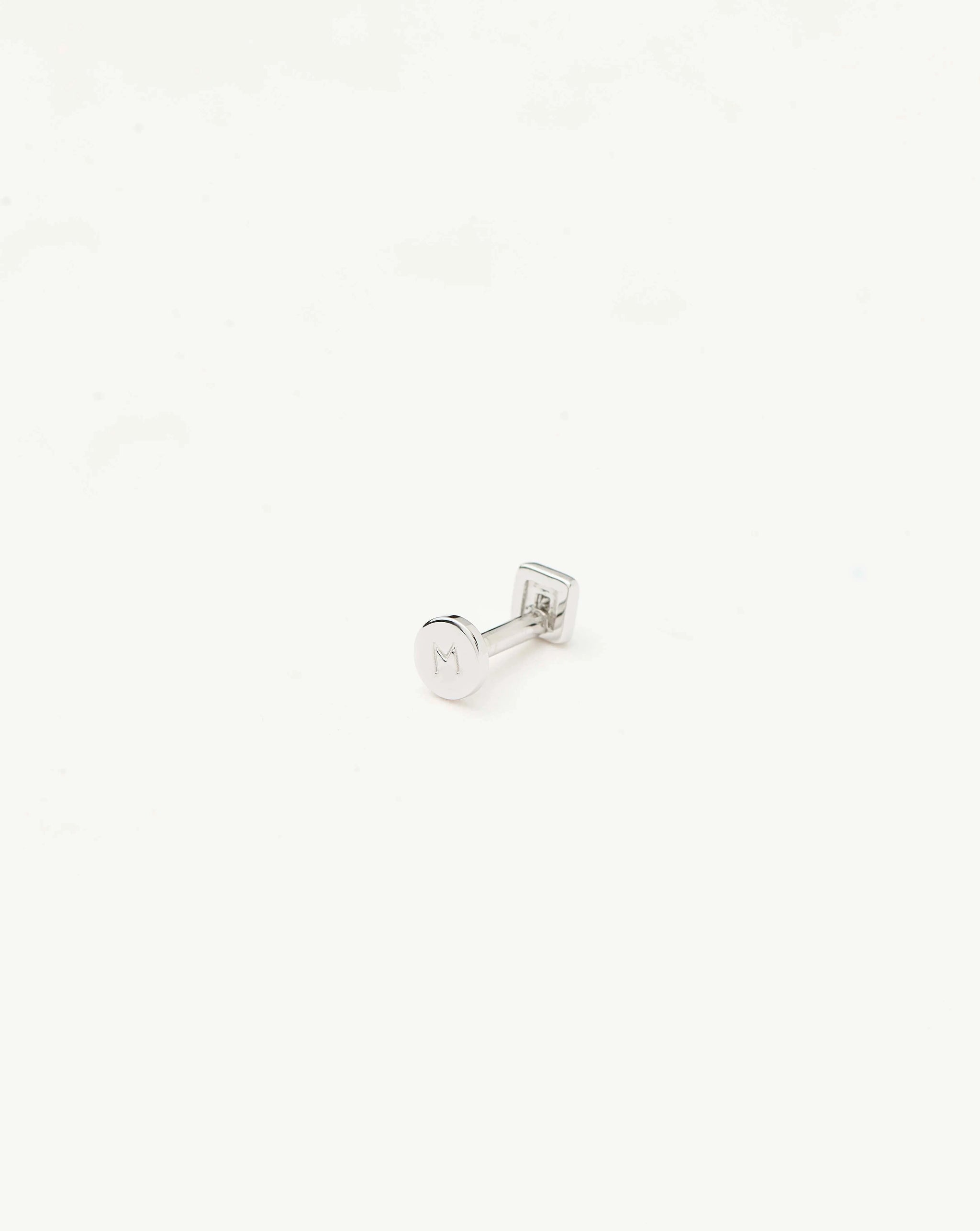 Fine Square Solitaire Piercing Stud Earring | 14k White Gold/Diamond Earrings Missoma
