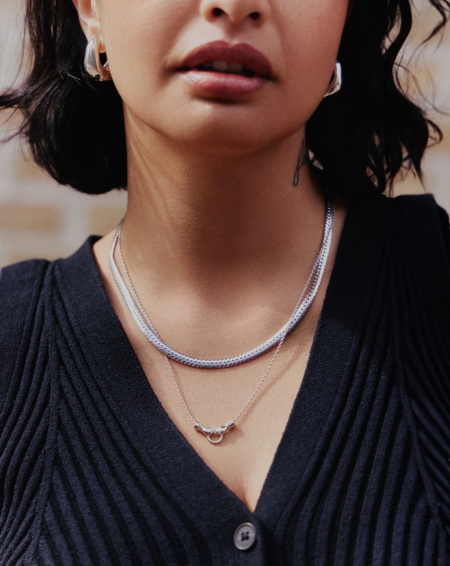 Flat Snake Chain Necklace | Rhodium Plated on Recycled Sterling Silver Necklaces Missoma