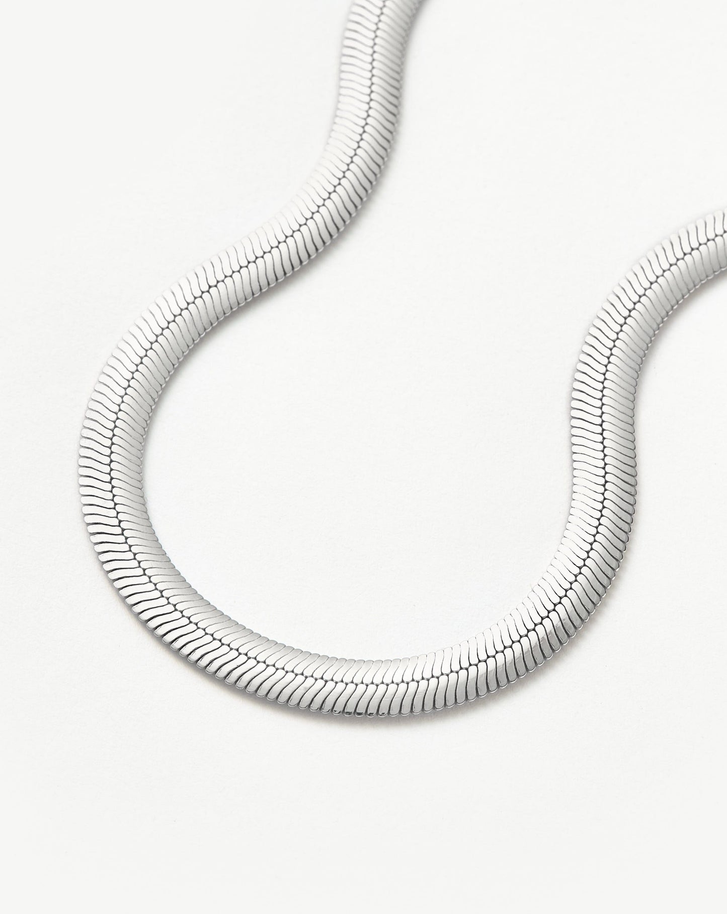 Flat Snake Chain Necklace | Rhodium Plated on Recycled Sterling Silver Necklaces Missoma