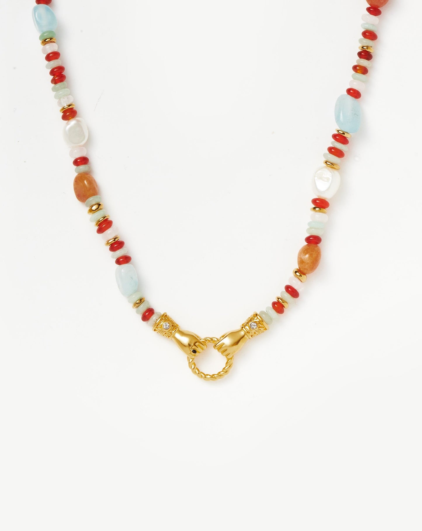Harris Reed In Good Hands Beaded Gemstone Necklace | 18k Gold Plated/Multi Gemstone & Pearl Necklaces Missoma