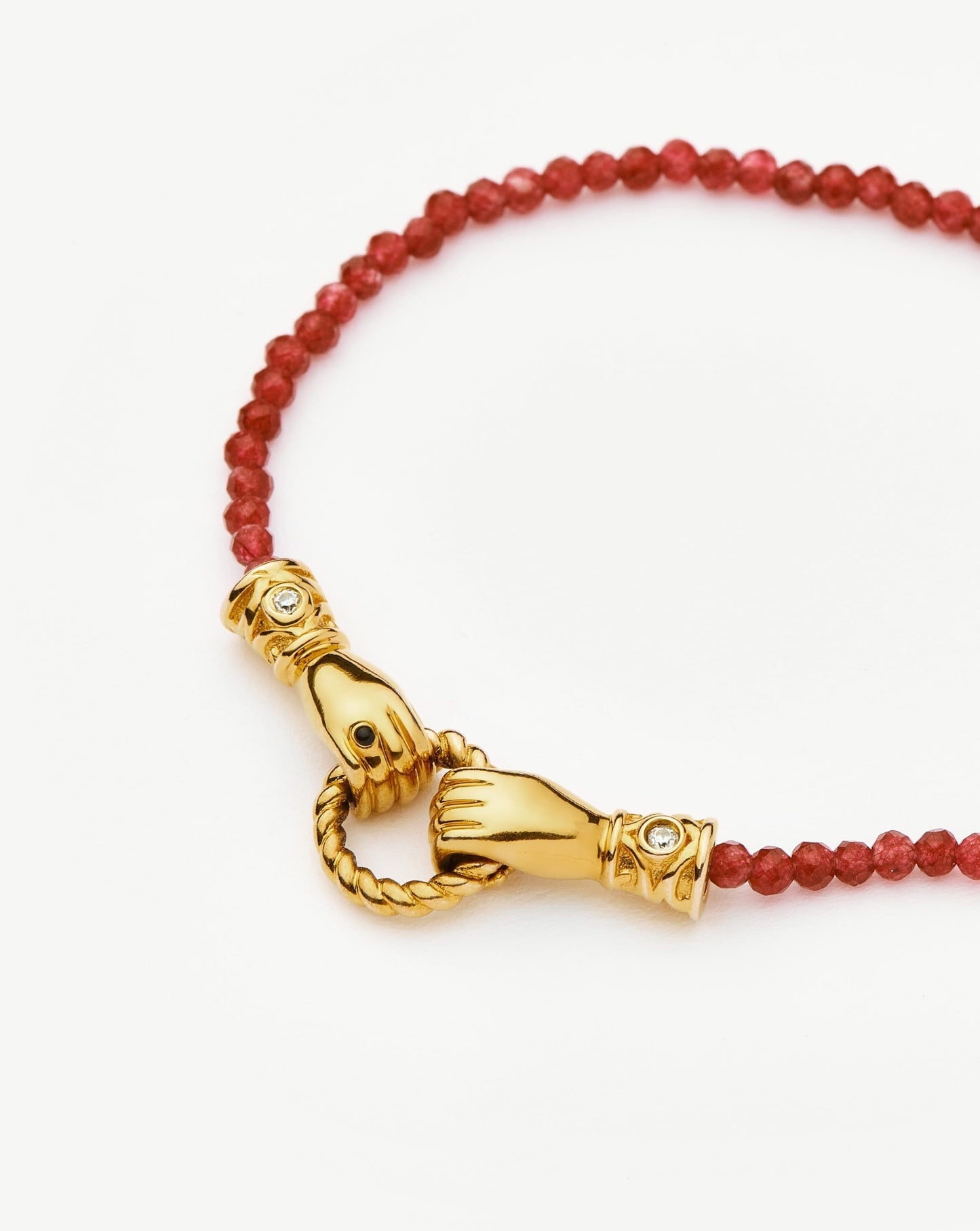 Harris Reed In Good Hands Gemstone Slider Bracelet | 18ct Gold Plated/Red Quartz Bracelets Missoma