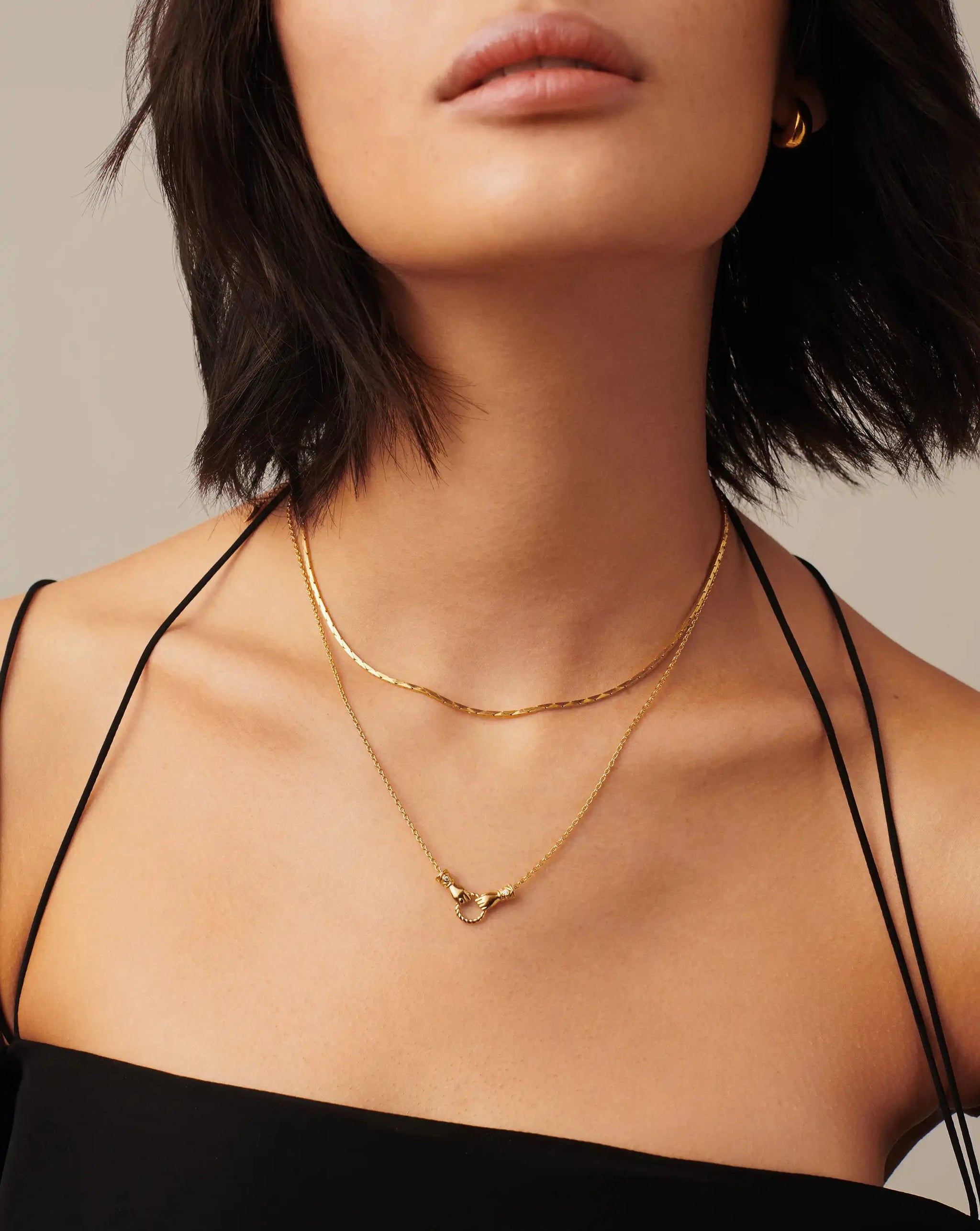 Harris Reed In Good Hands Mini Pendant Slider Necklace | 18k Gold Plated/Cubic Zirconia & Black Onyx Necklaces Missoma