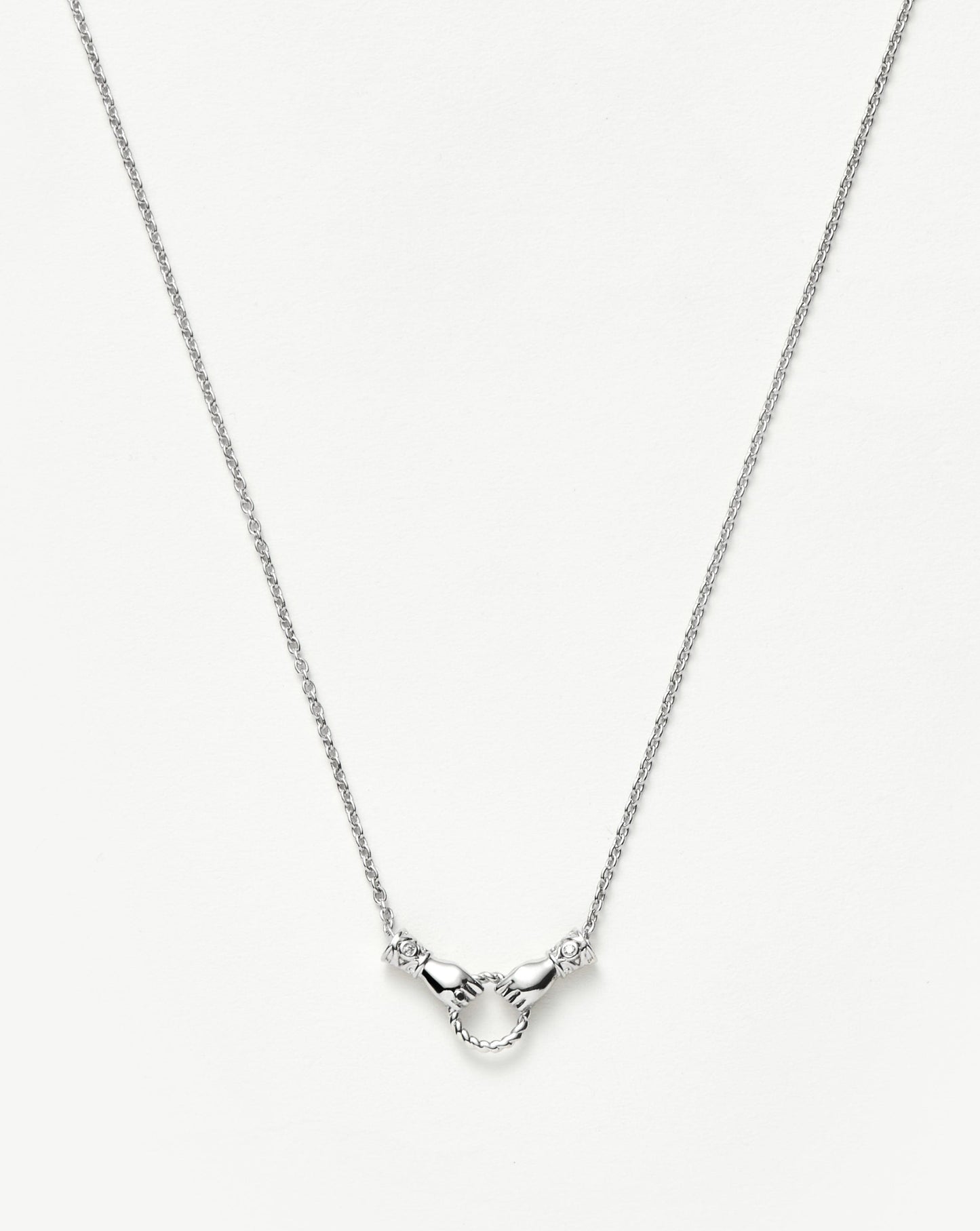 Harris Reed In Good Hands Mini Pendant Slider Necklace | Silver Plated/Cubic Zirconia & Black Onyx Necklaces Missoma