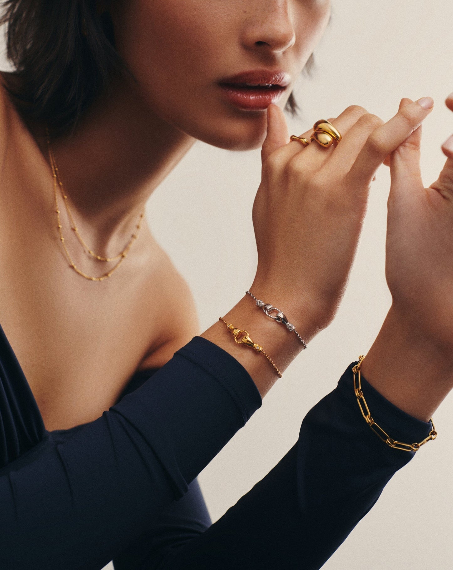 Harris Reed In Good Hands Slider Bracelet | 18ct Gold Plated/Cubic Zirconia & Black Onyx Bracelets Missoma