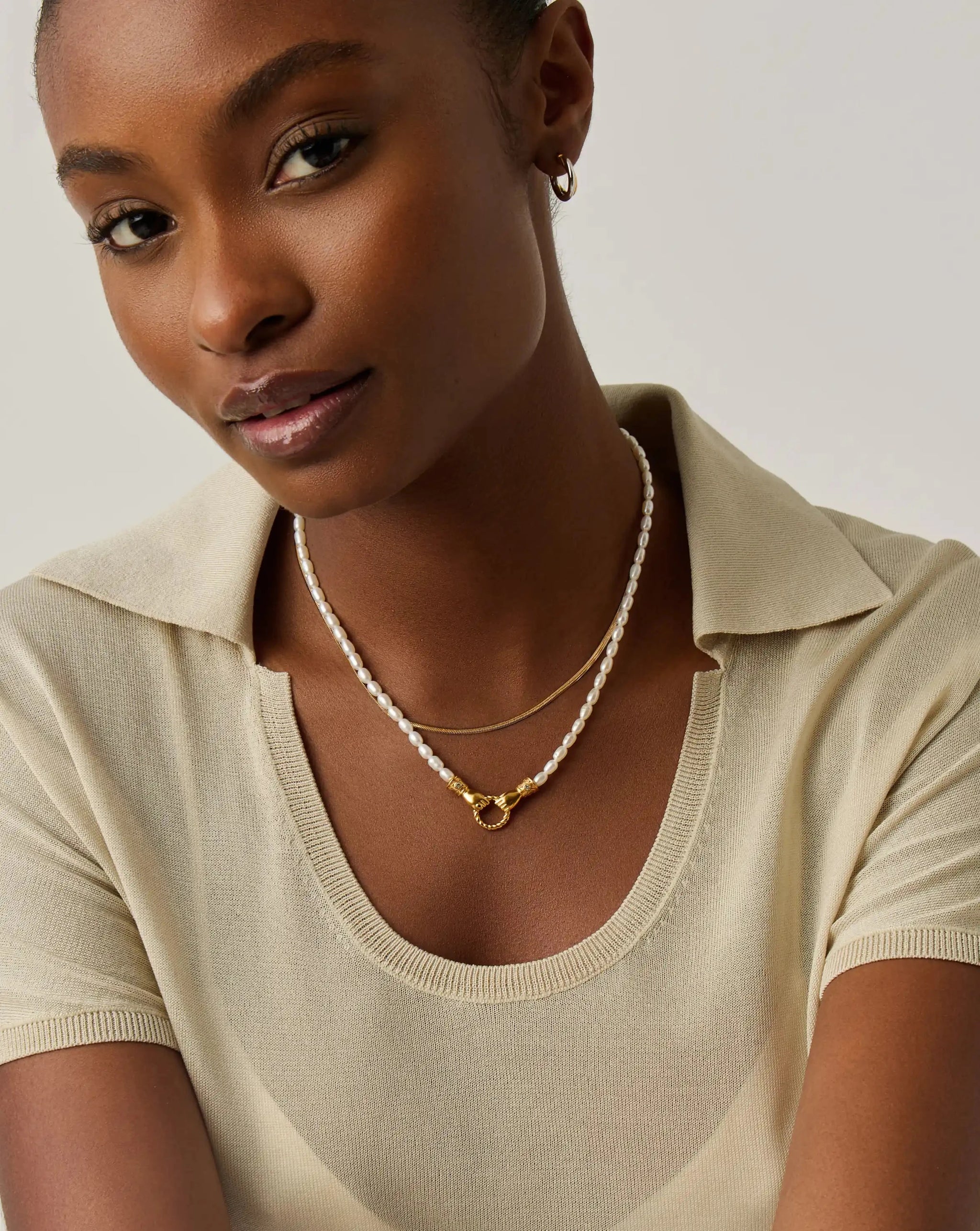 Harris Reed In Good Hands & Snake Chain Necklace Set | 18k Gold Plated/Pearl & Black Onyx Necklaces Missoma