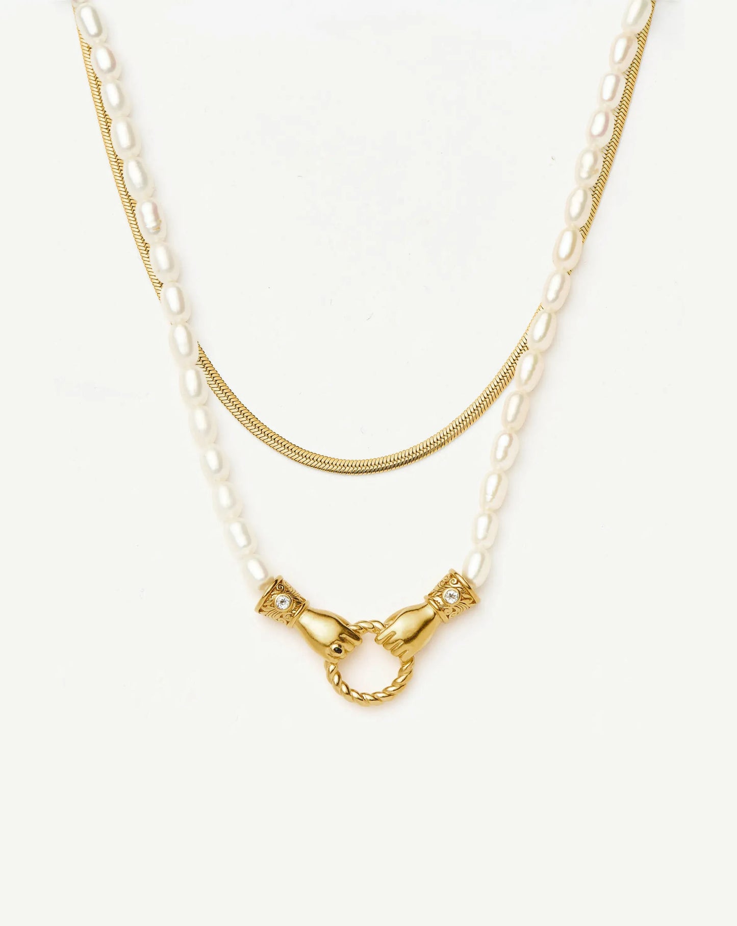 Harris Reed In Good Hands & Snake Chain Necklace Set | 18k Gold Plated/Pearl & Black Onyx Necklaces Missoma