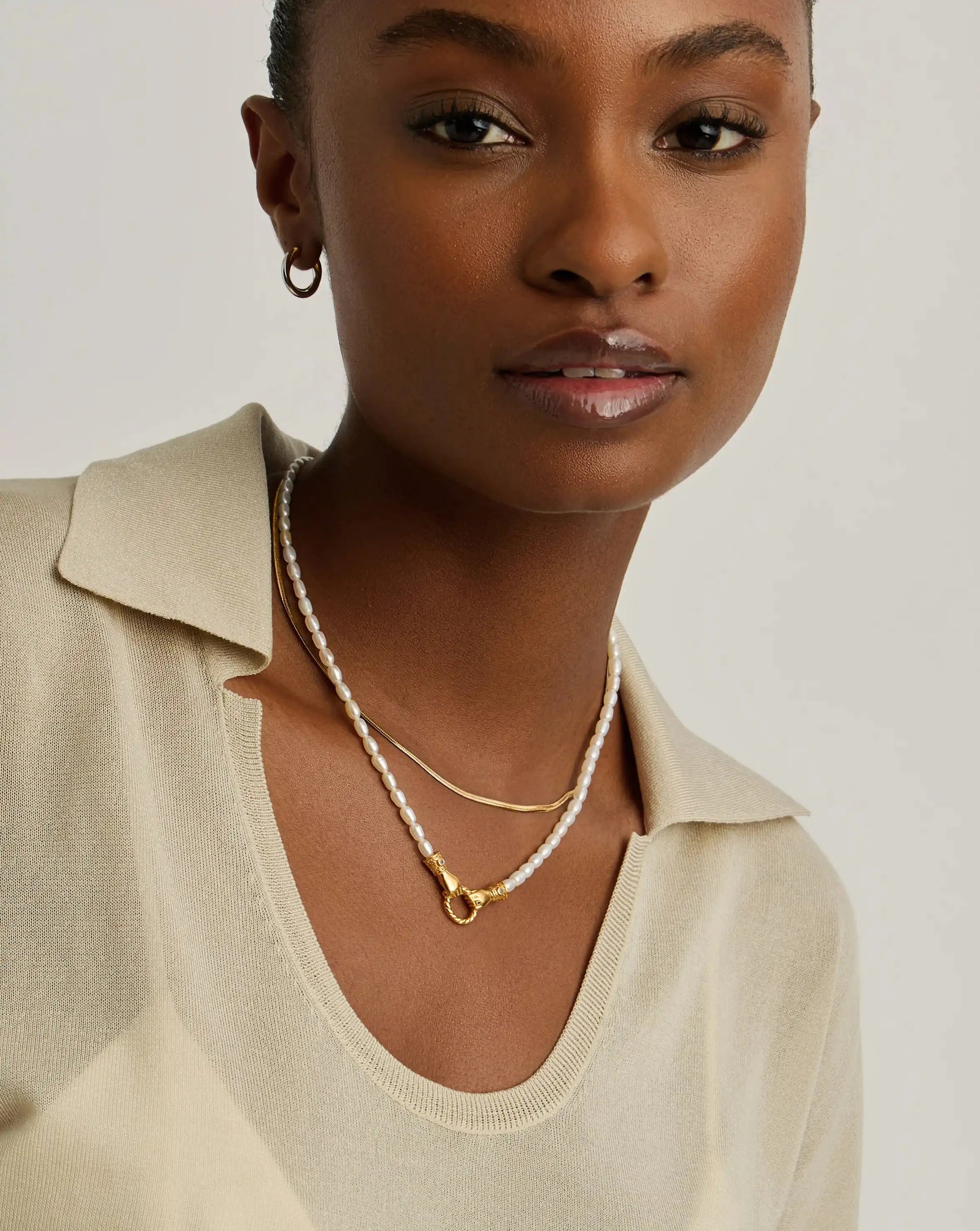 Harris Reed In Good Hands & Snake Chain Necklace Set | 18k Gold Plated/Pearl & Black Onyx Necklaces Missoma