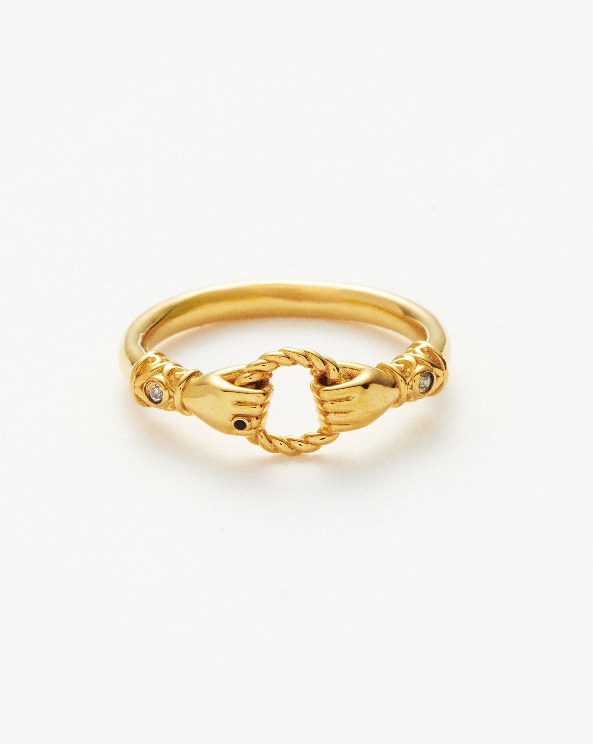 Harris Reed In Good Hands Stacking Ring | 18ct Gold Plated/Cubic Zirconia & Black Onyx Rings Missoma