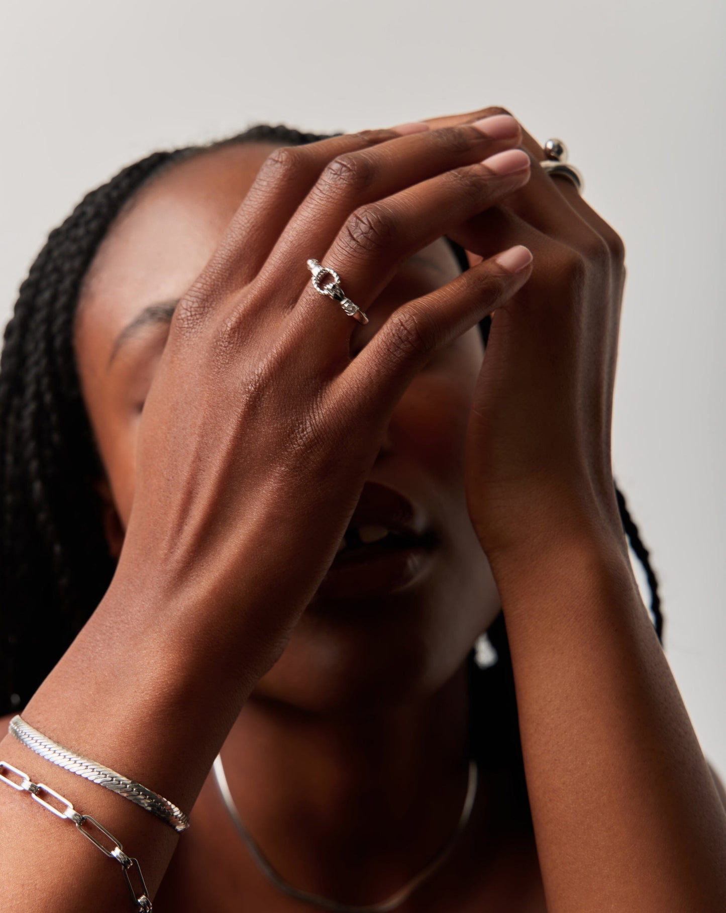 Harris Reed In Good Hands Stacking Ring | Sterling Silver/Cubic Zirconia & Black Onyx Rings Missoma