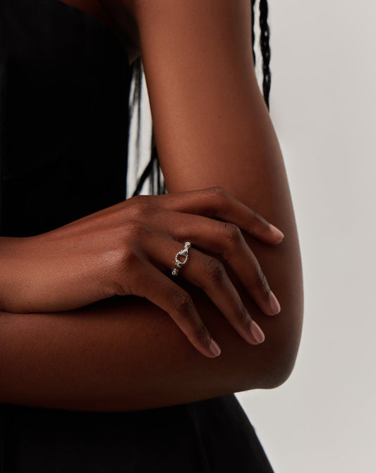 Harris Reed In Good Hands Stacking Ring | Sterling Silver/Cubic Zirconia & Black Onyx Rings Missoma