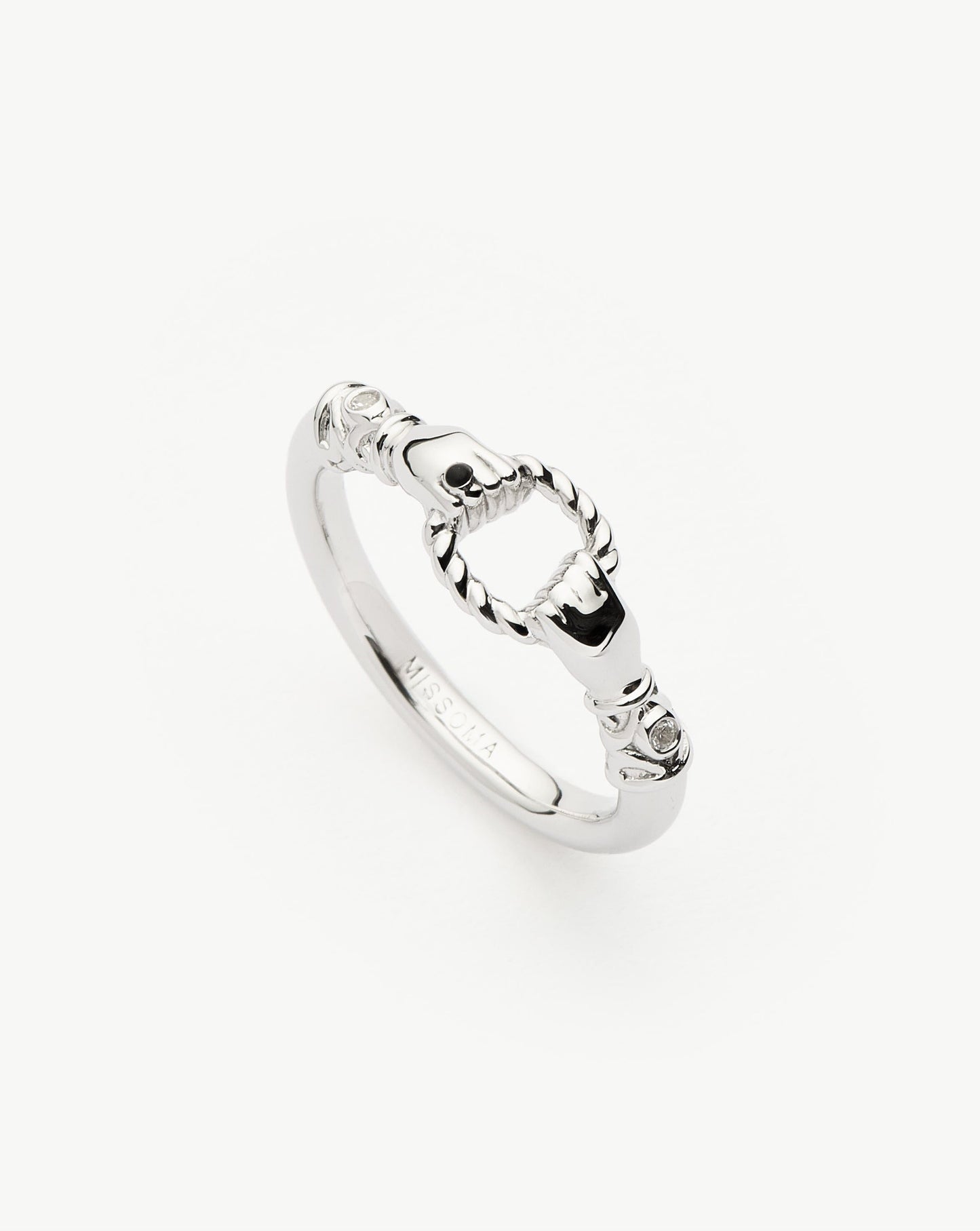 Harris Reed In Good Hands Stacking Ring | Sterling Silver/Cubic Zirconia & Black Onyx Rings Missoma