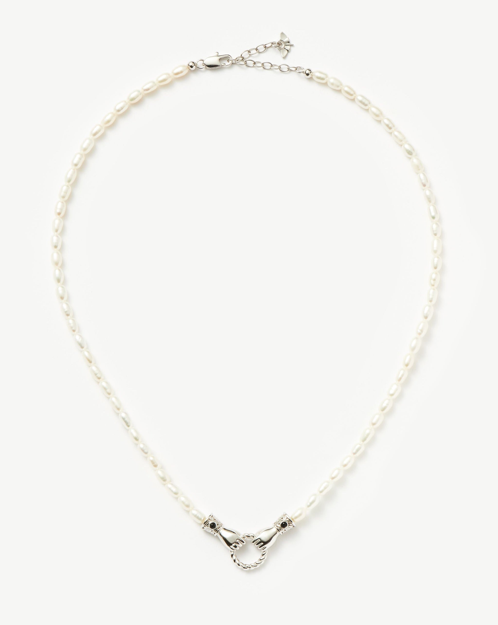 Harris Reed Short In Good Hands Pearl Necklace | Silver Plated/Pearl & Black Onyx Necklaces Missoma