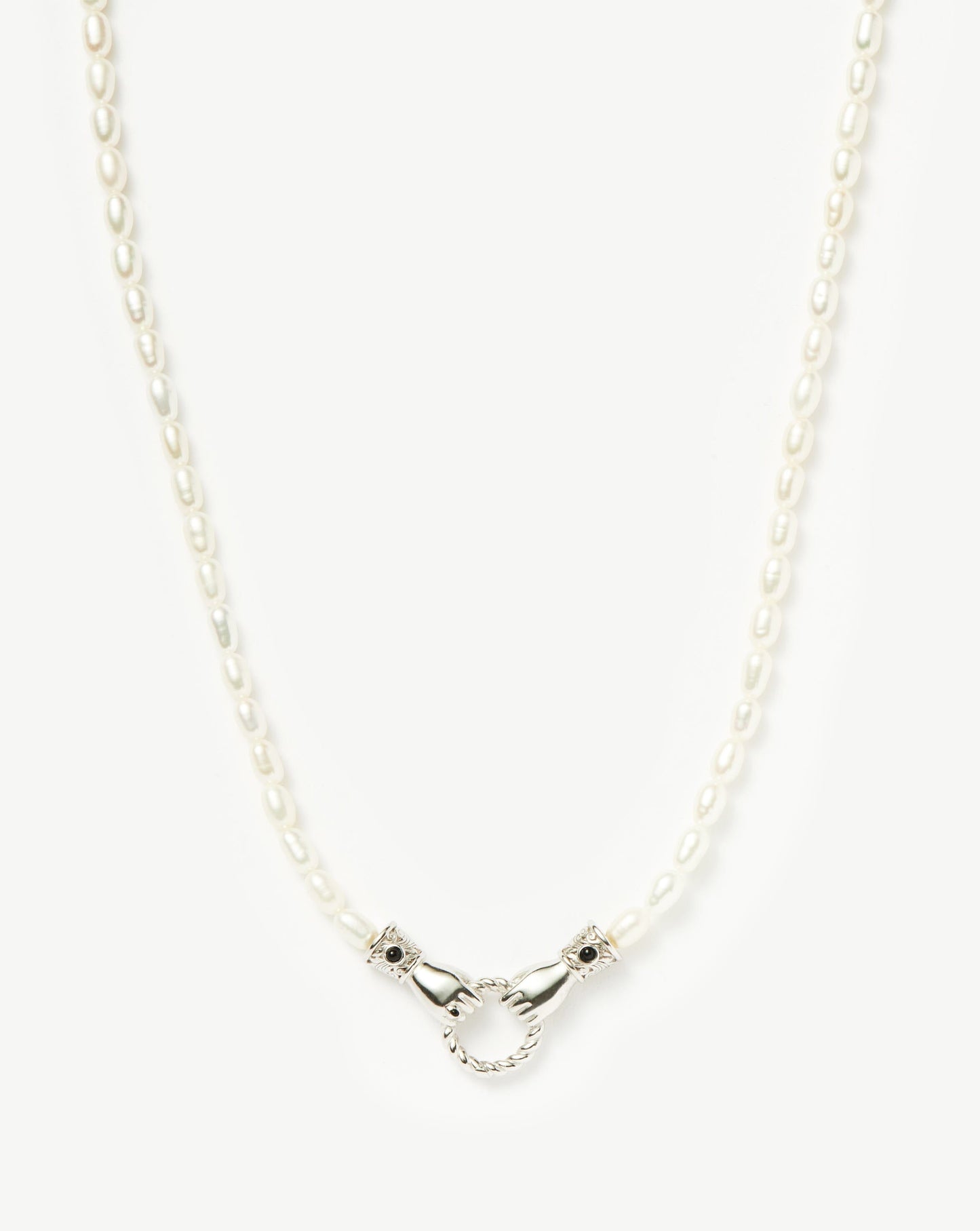 Harris Reed Short In Good Hands Pearl Necklace | Silver Plated/Pearl & Black Onyx Necklaces Missoma