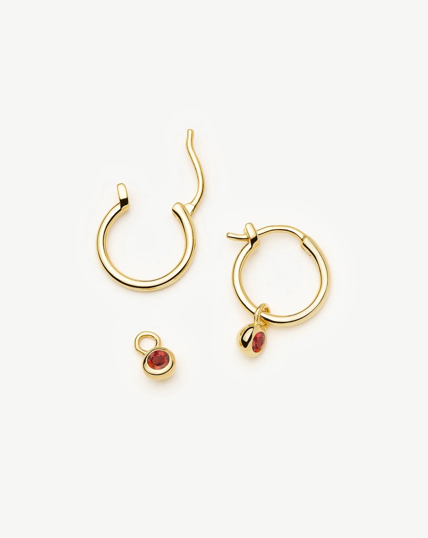 January Birthstone Mini Charm Hoop Earrings | 18k Gold Vermeil/Garnet Earrings Missoma