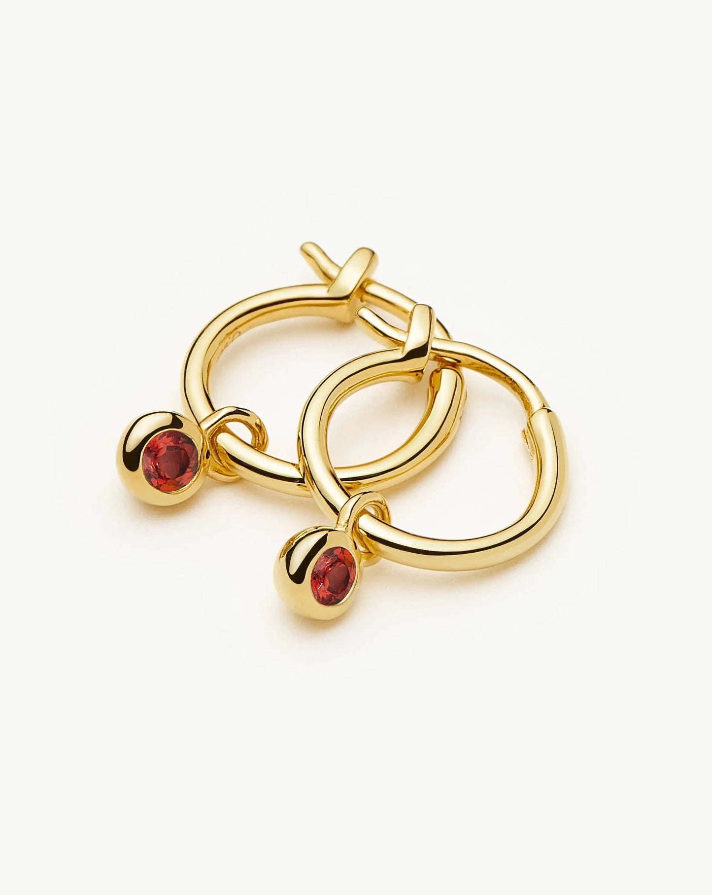January Birthstone Mini Charm Hoop Earrings | 18k Gold Vermeil/Garnet Earrings Missoma