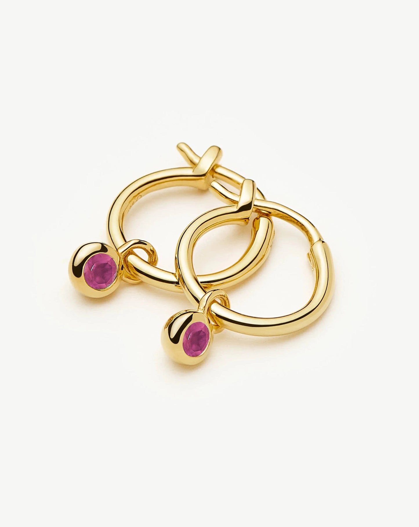 July Birthstone Mini Charm Hoop Earrings | 18k Gold Vermeil/Glass Filled Ruby Earrings Missoma