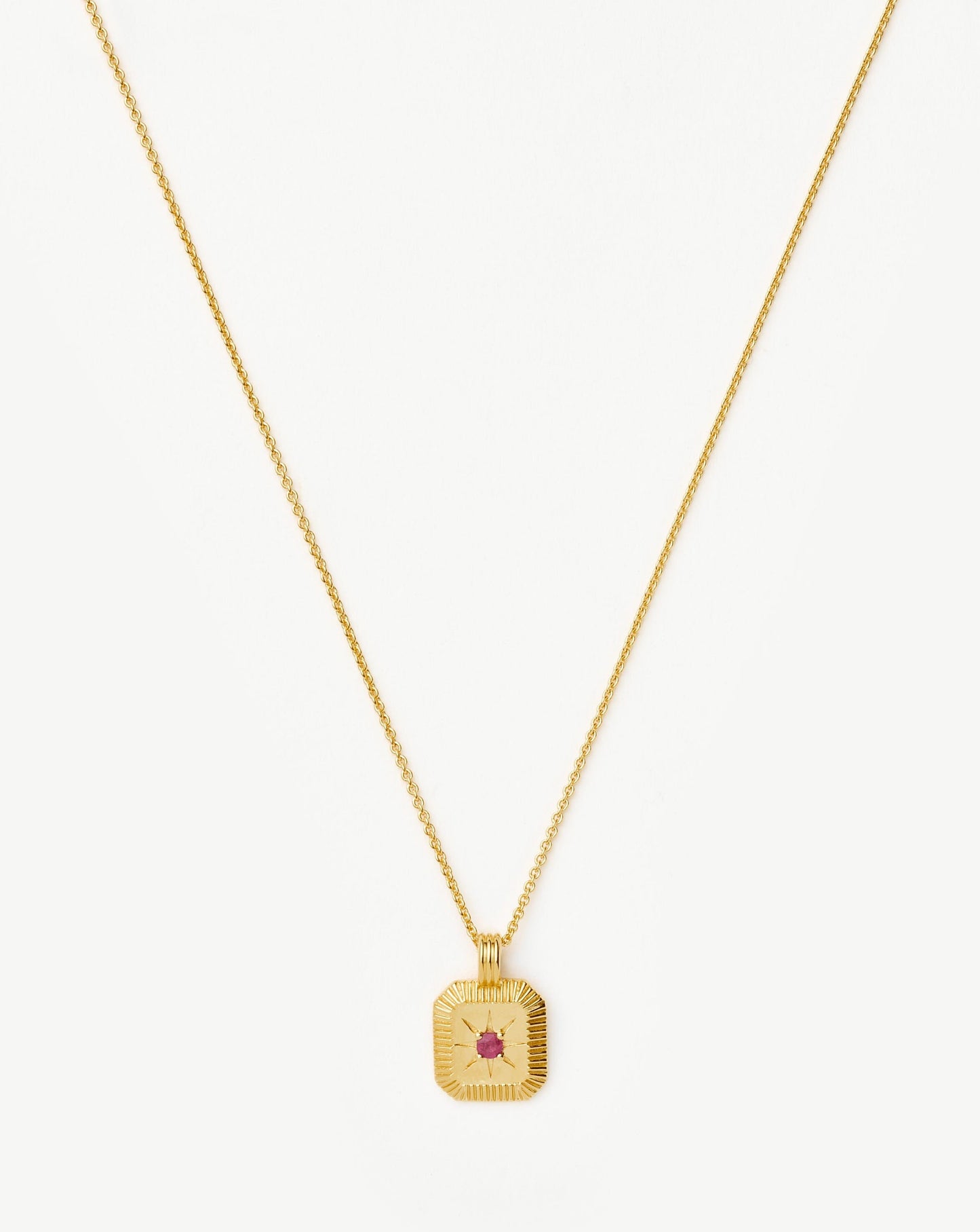 July Birthstone Pendant Necklace | 18k Gold Vermeil/Glass Filled Ruby Necklaces Missoma