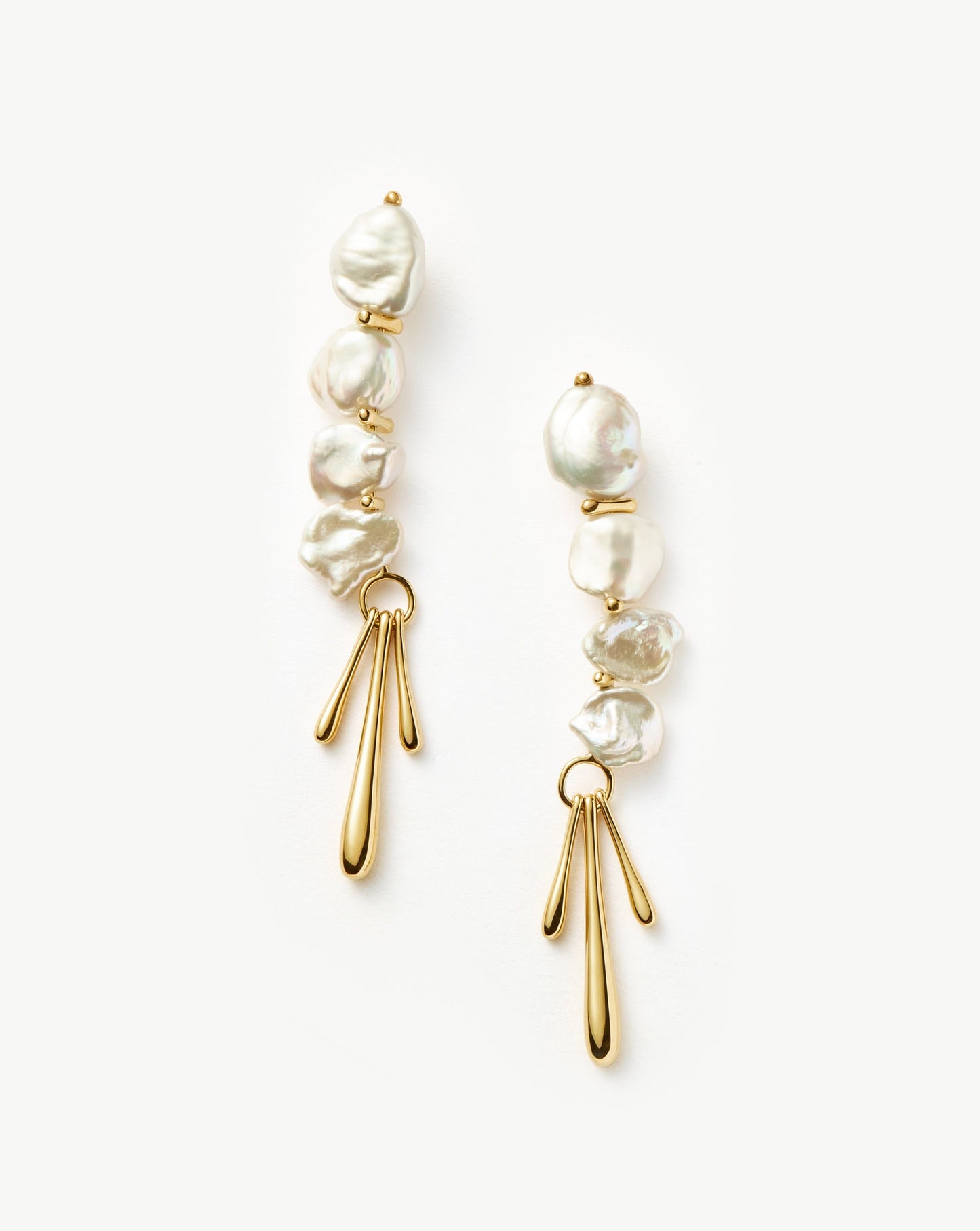 Keshi Pearl Sculptural Drop Earrings | 18k Gold Plated/Pearl Earrings Missoma
